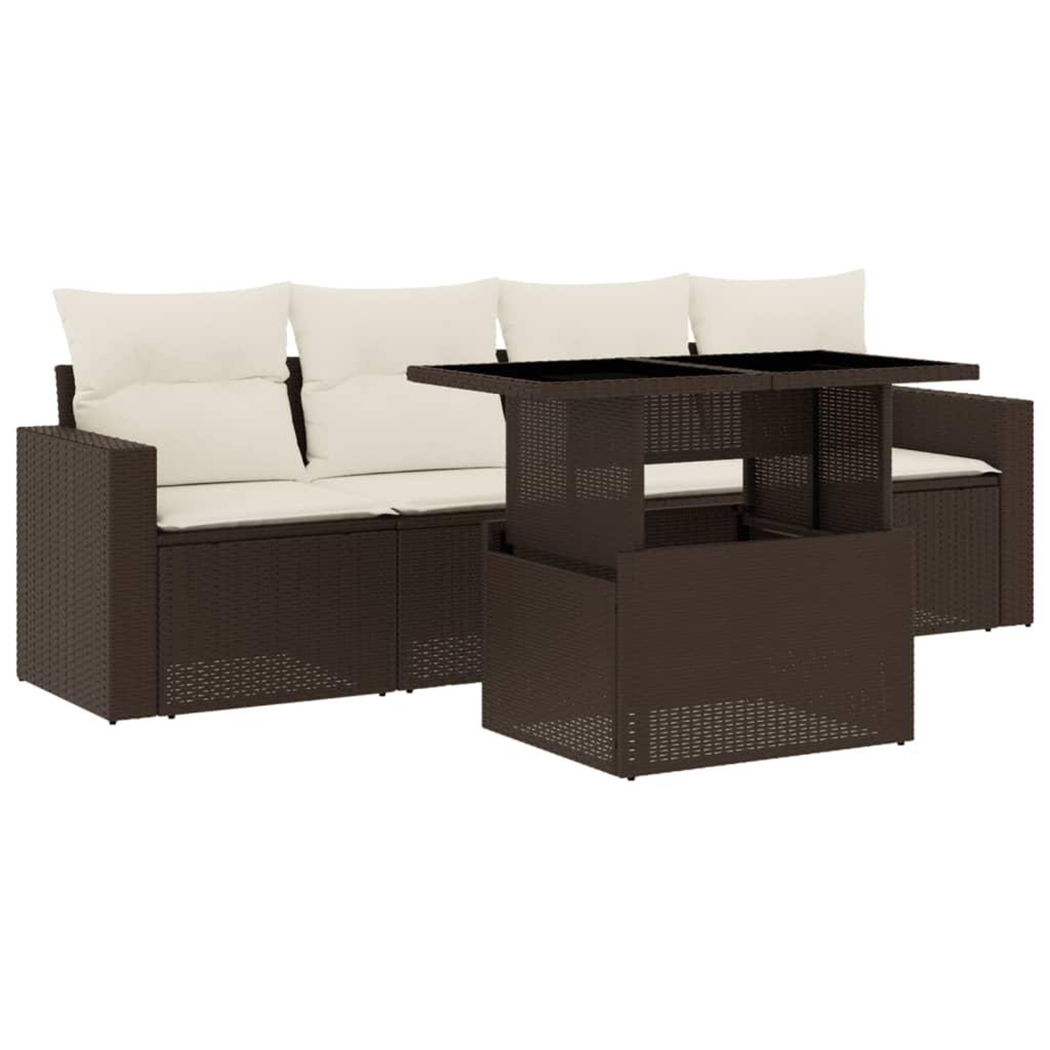 Voir la diapositive 2 : VIDAXL Salon de jardin avec coussins 5 pcs marron resine tressee