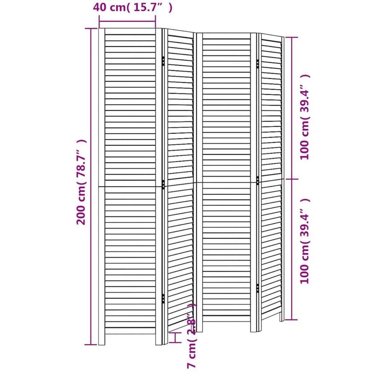 VIDAXL Cloison de separation 4 panneaux blanc bois de paulownia massif