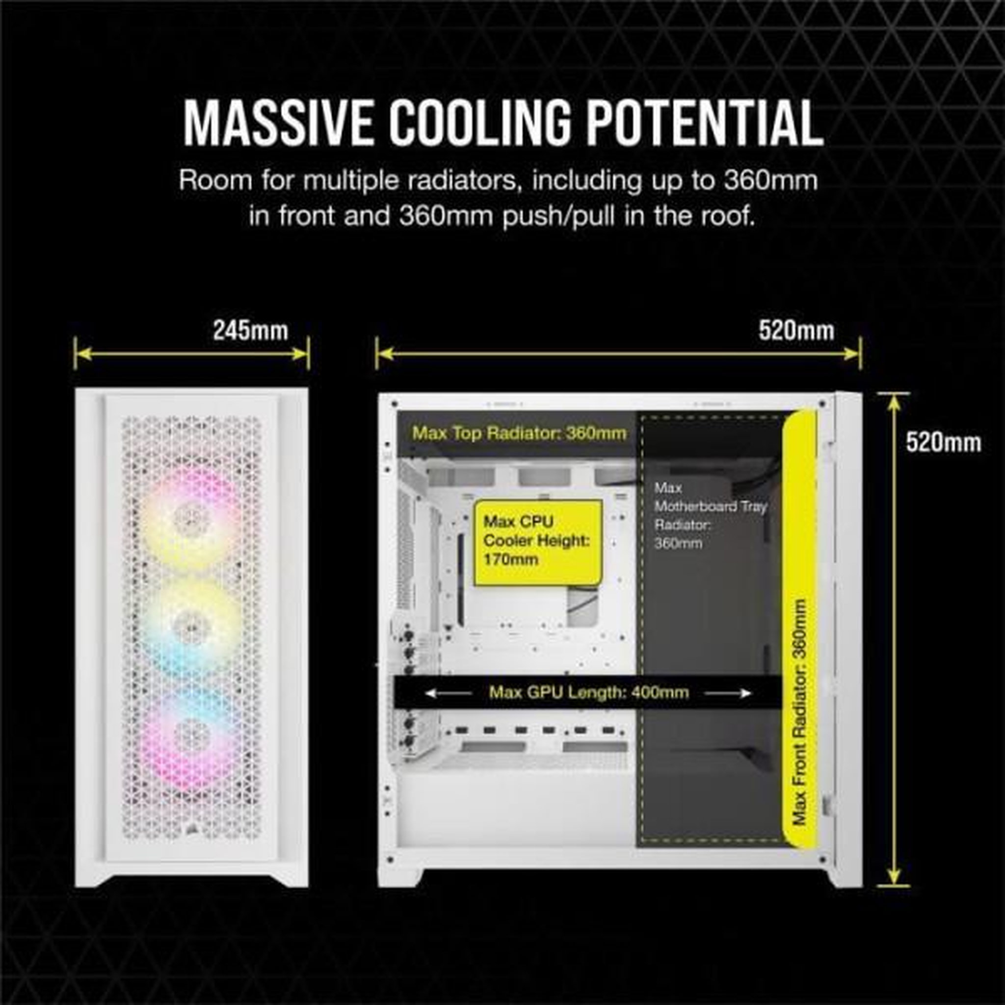 Voir la diapositive 2 : Corsair Boîtier PC - CORSAIR - FRAME 5000D RS ARGB Airflow - Moyen-tour - Blanc - CC-9011310-WW