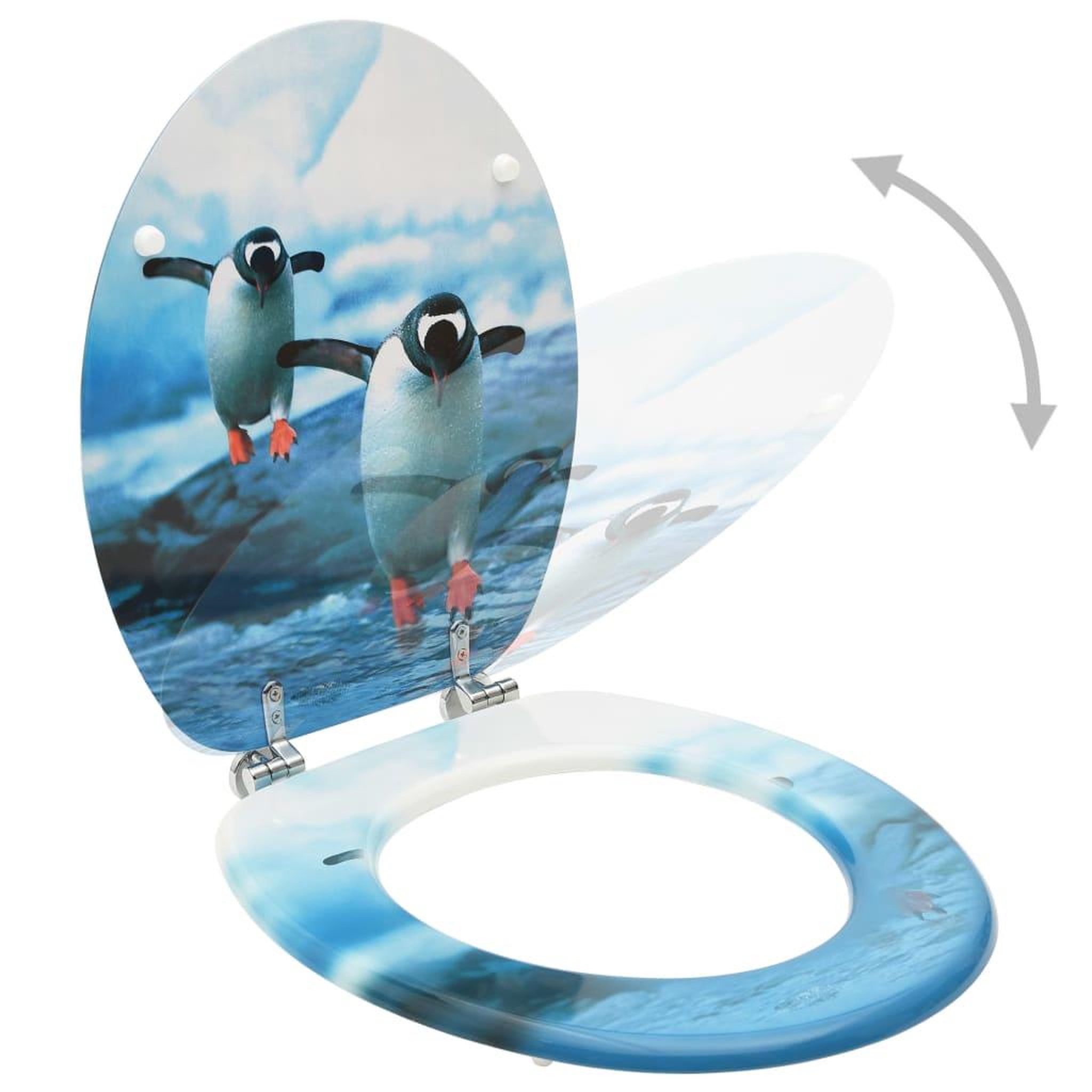 Voir la diapositive 2 : VIDAXL Sieges de toilette avec couvercle 2 pcs MDF Design de pingouins