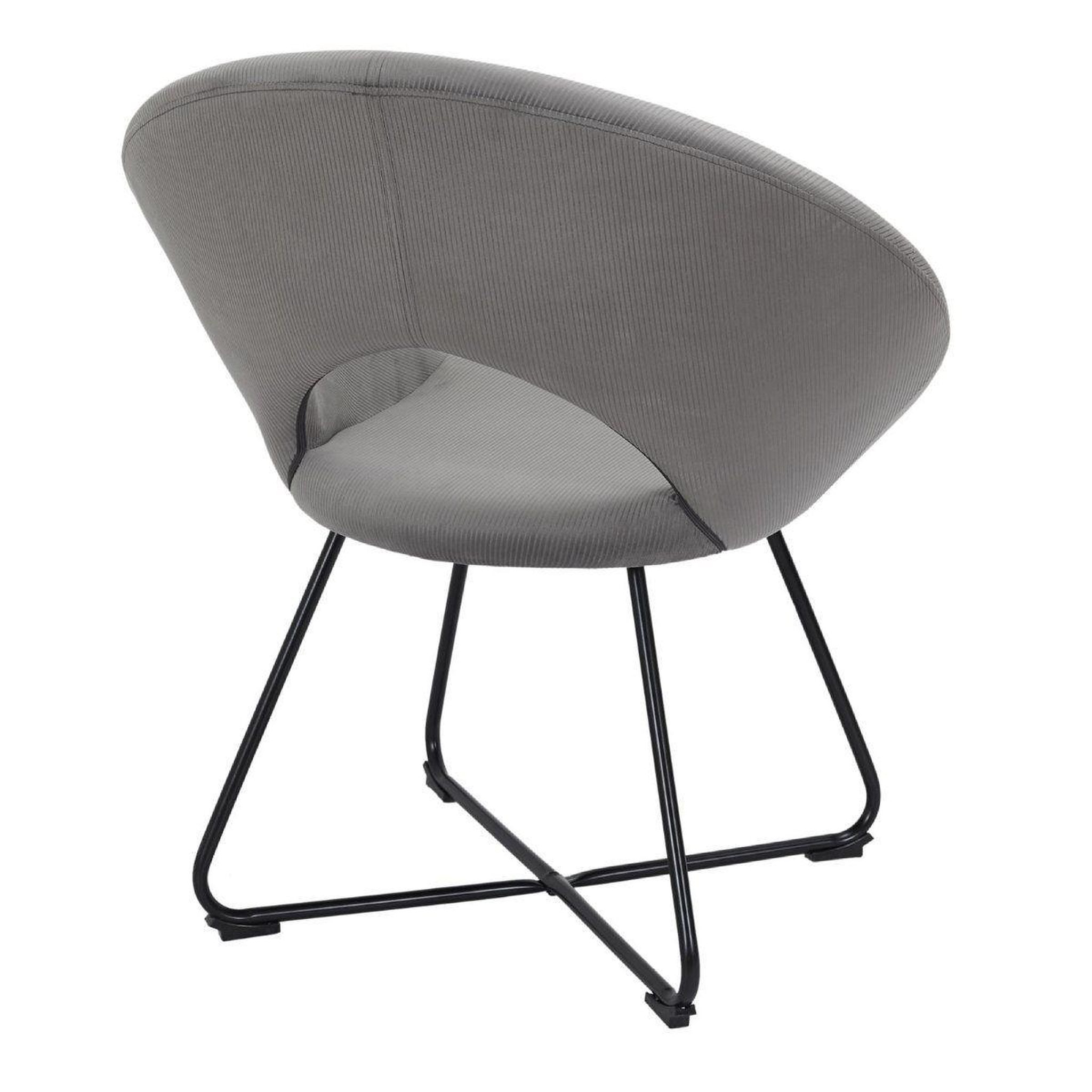 Voir la diapositive 2 : The Home Deco Factory Fauteuil design velours côtelé  giulia  84cm gris