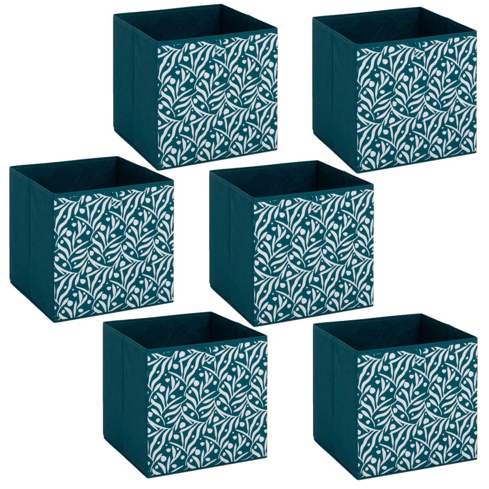 TOILINUX Lot de 6 boites de rangement olivia - l. 31 x l.31 x h. 31 cm - bleu