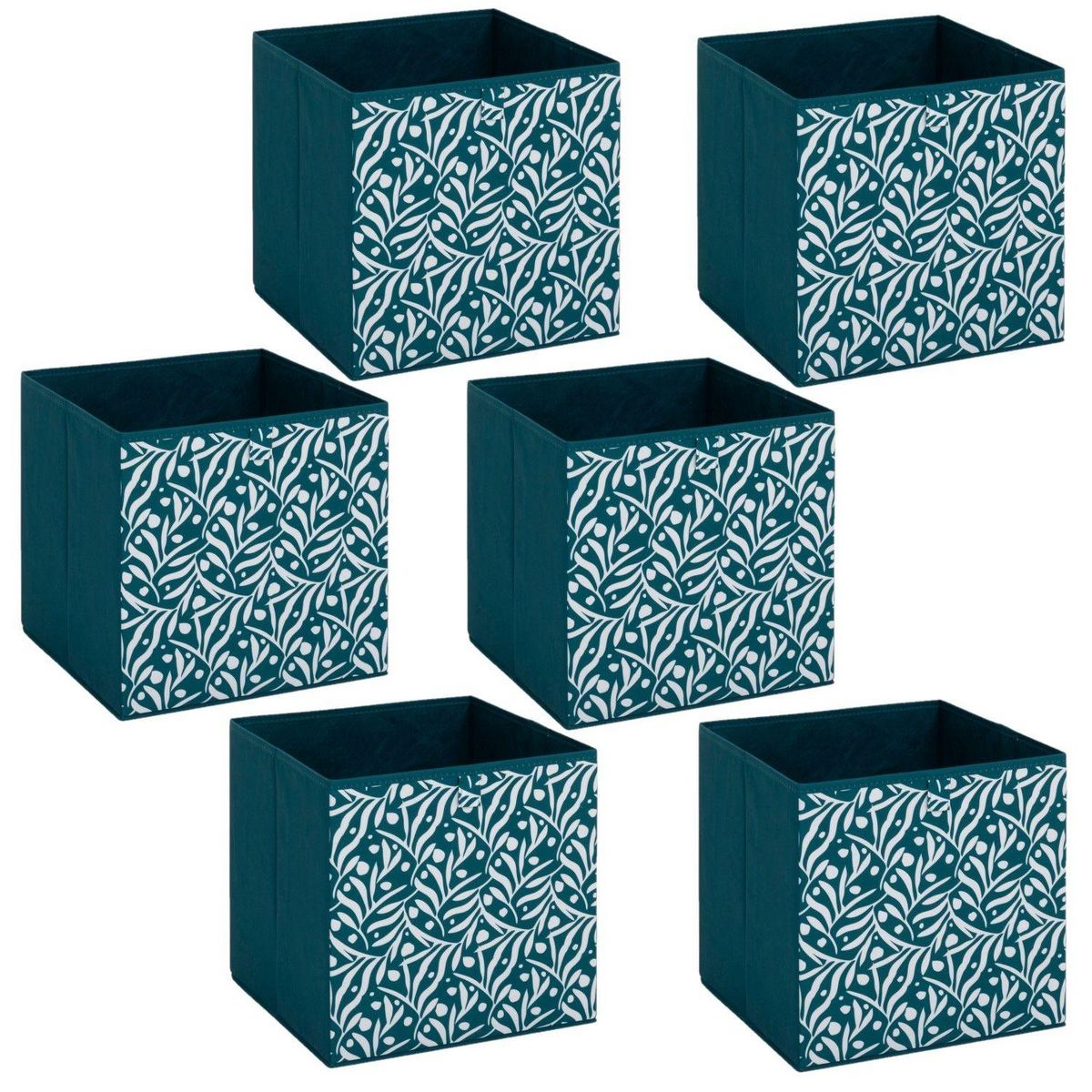 FIVE Lot de 6 boites de rangement OLIVIA - L. 31 x l.31 x H. 31 cm - Bleu