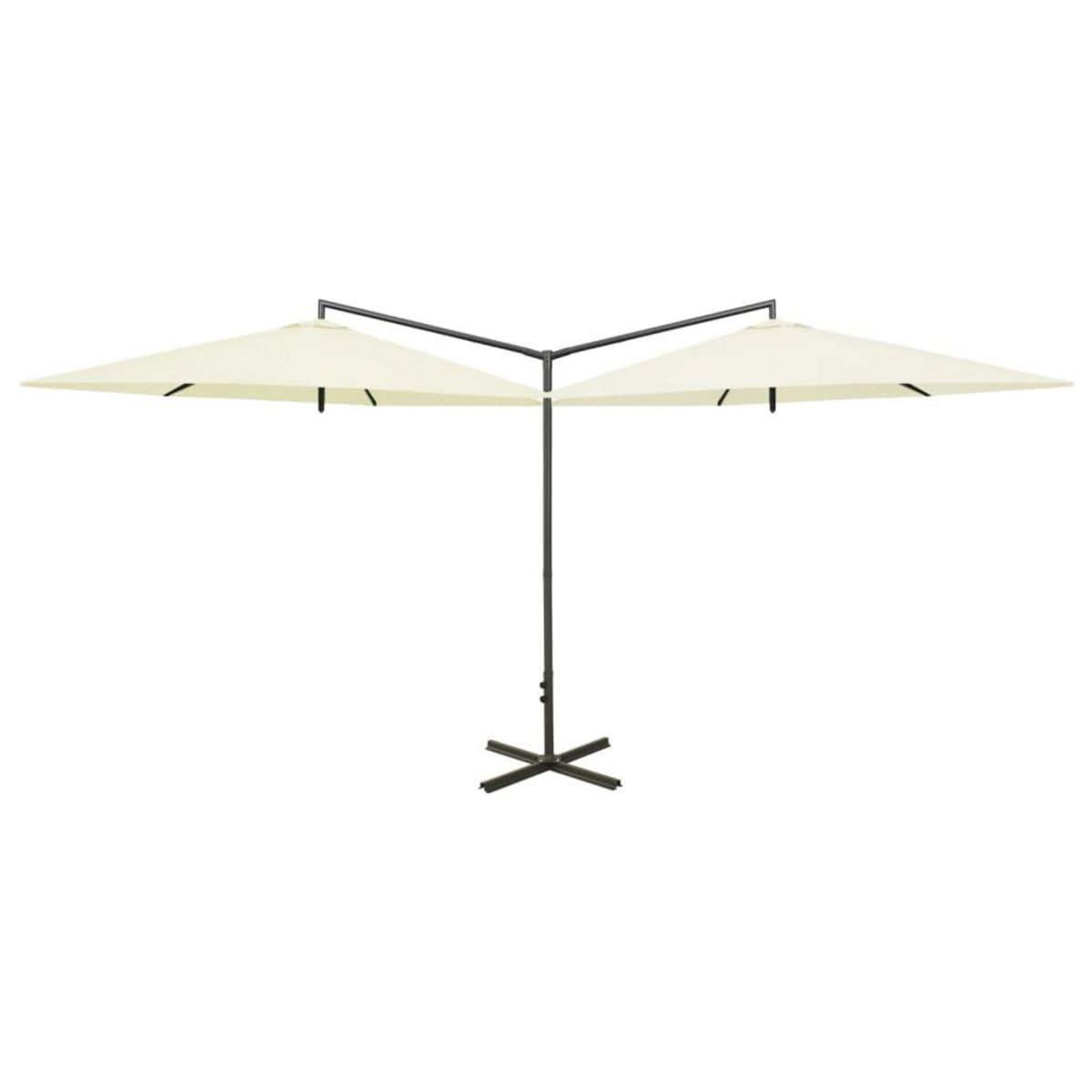 VIDAXL Parasol de jardin double avec mat en acier sable 600 cm