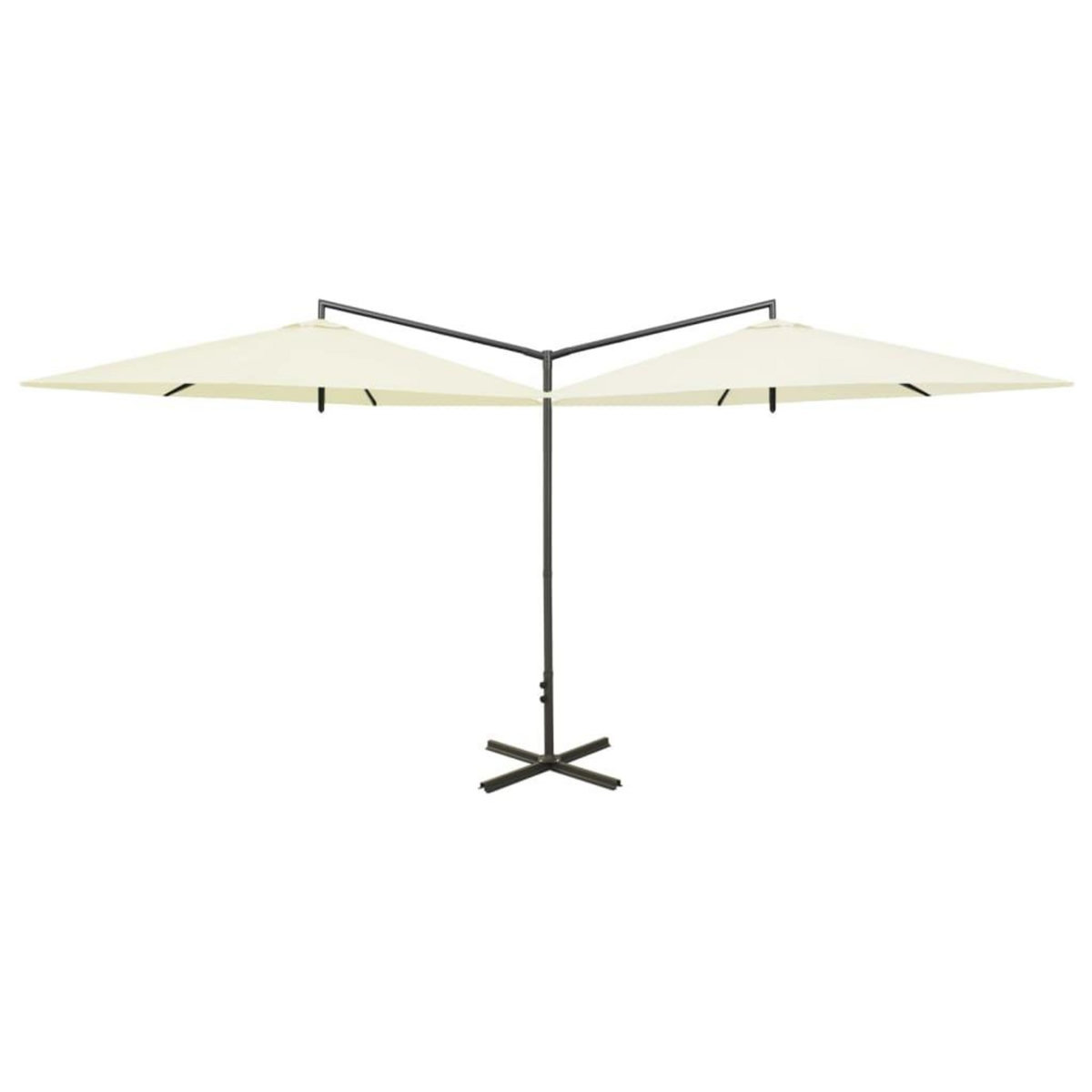 VIDAXL Parasol de jardin double avec mat en acier sable 600 cm