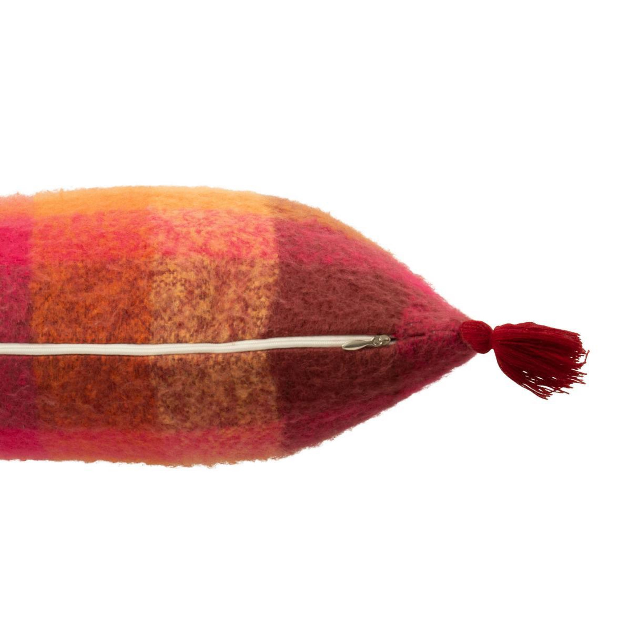 Voir la diapositive 2 : J-LINE Coussin à carreaux  berni  45x45cm orange