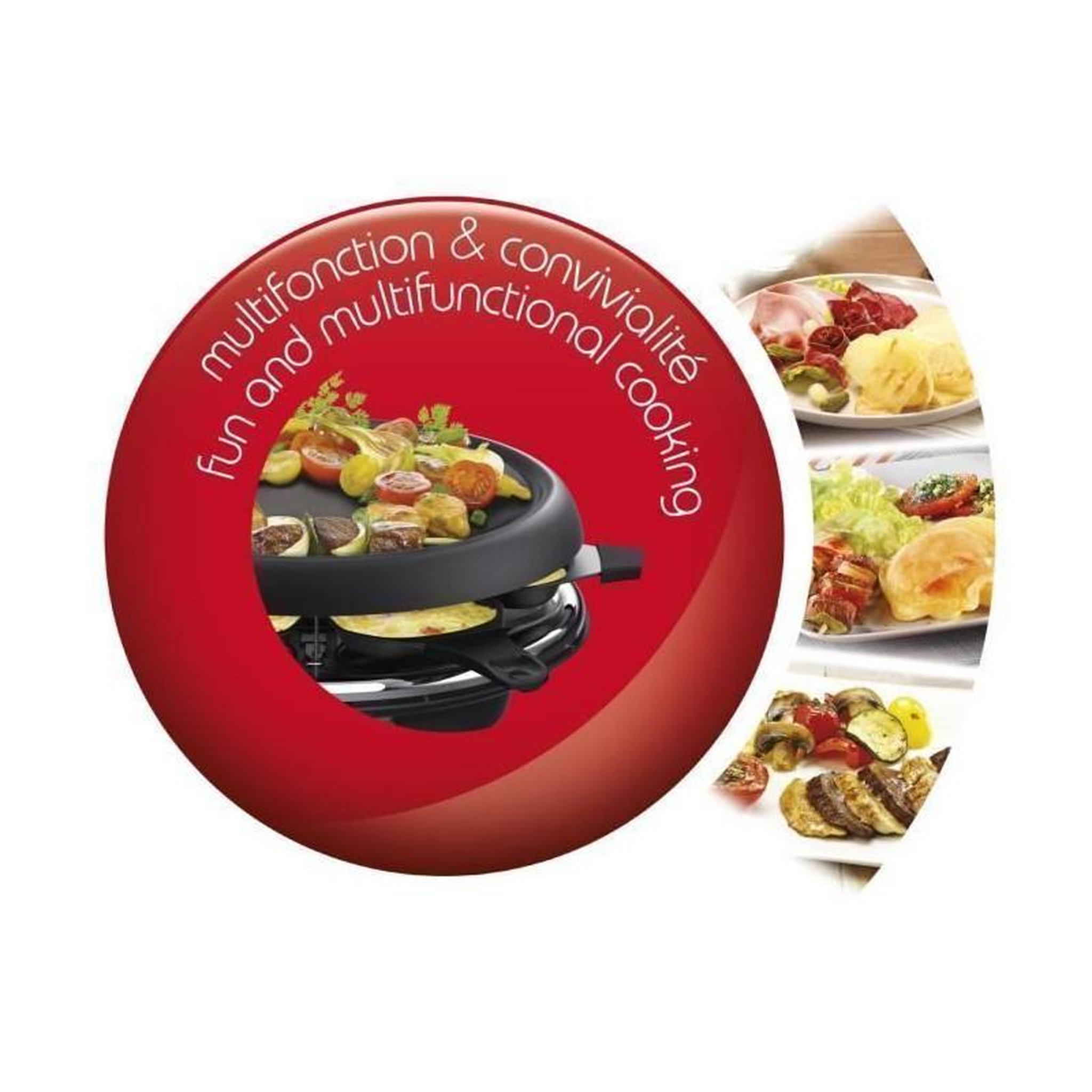 Voir la diapositive 5 : MOULINEX Appareil à raclette 6 personnes 700w + plancha + crêpière - RE151812