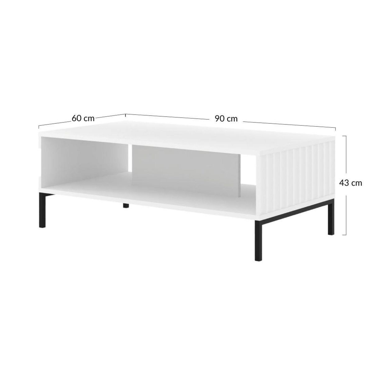 BEST MOBILIER Lara - table basse - pieds dorés - 90 cm