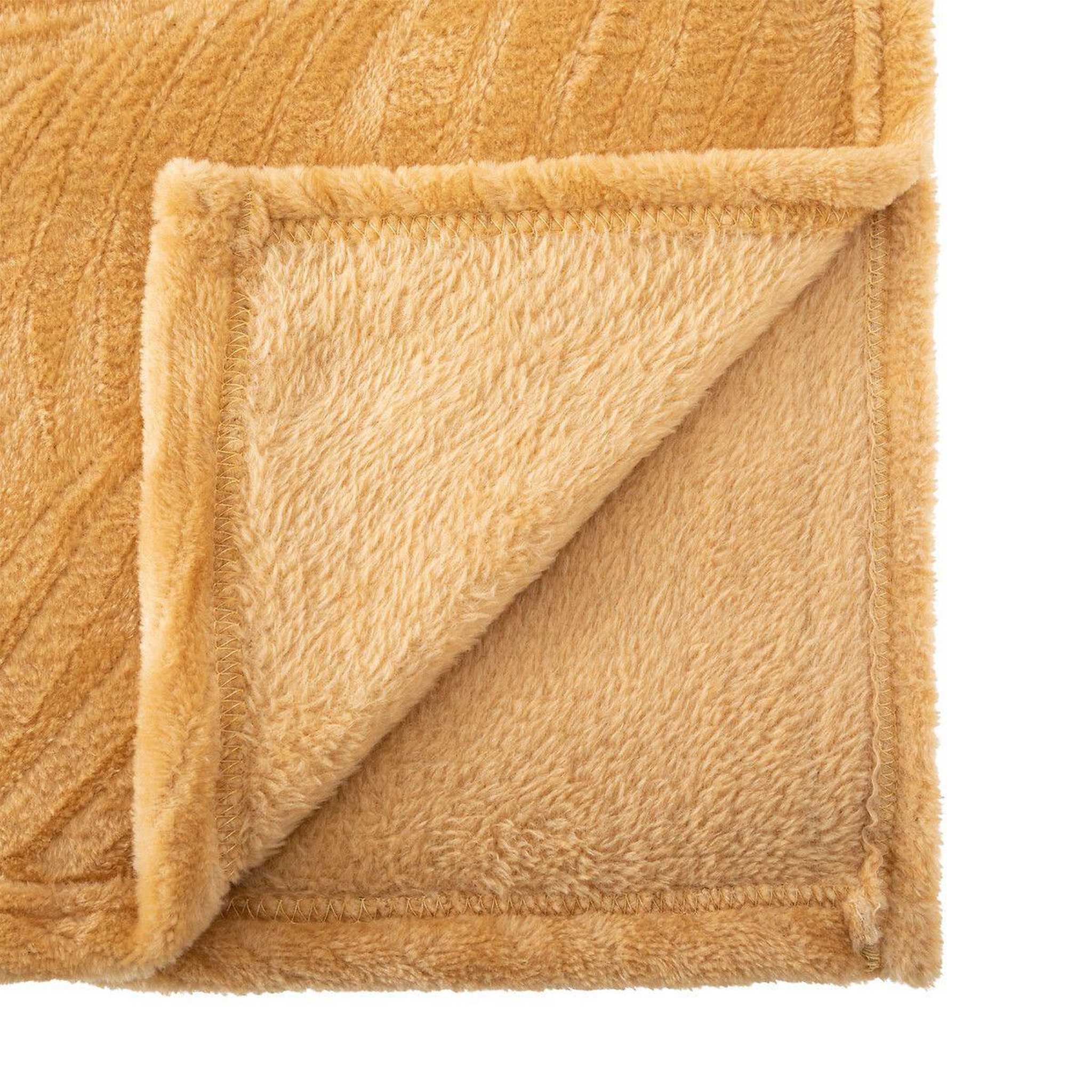 Voir la diapositive 2 : ATMOSPHERA Plaid en flanelle  zoa  180x230cm ocre