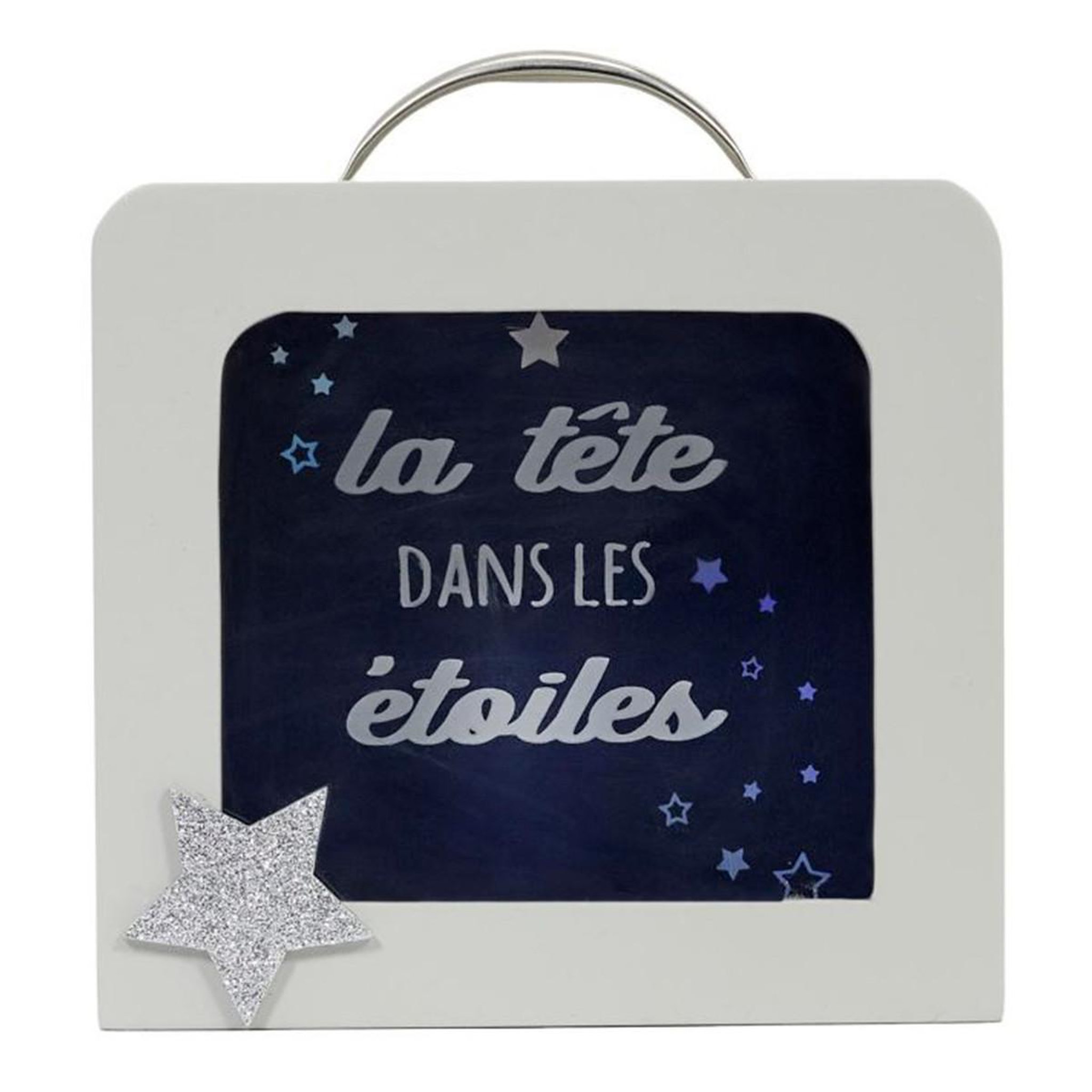 HOME DECO KIDS Tirelire Déco Enfant  Valise  15cm Blanc & Gris