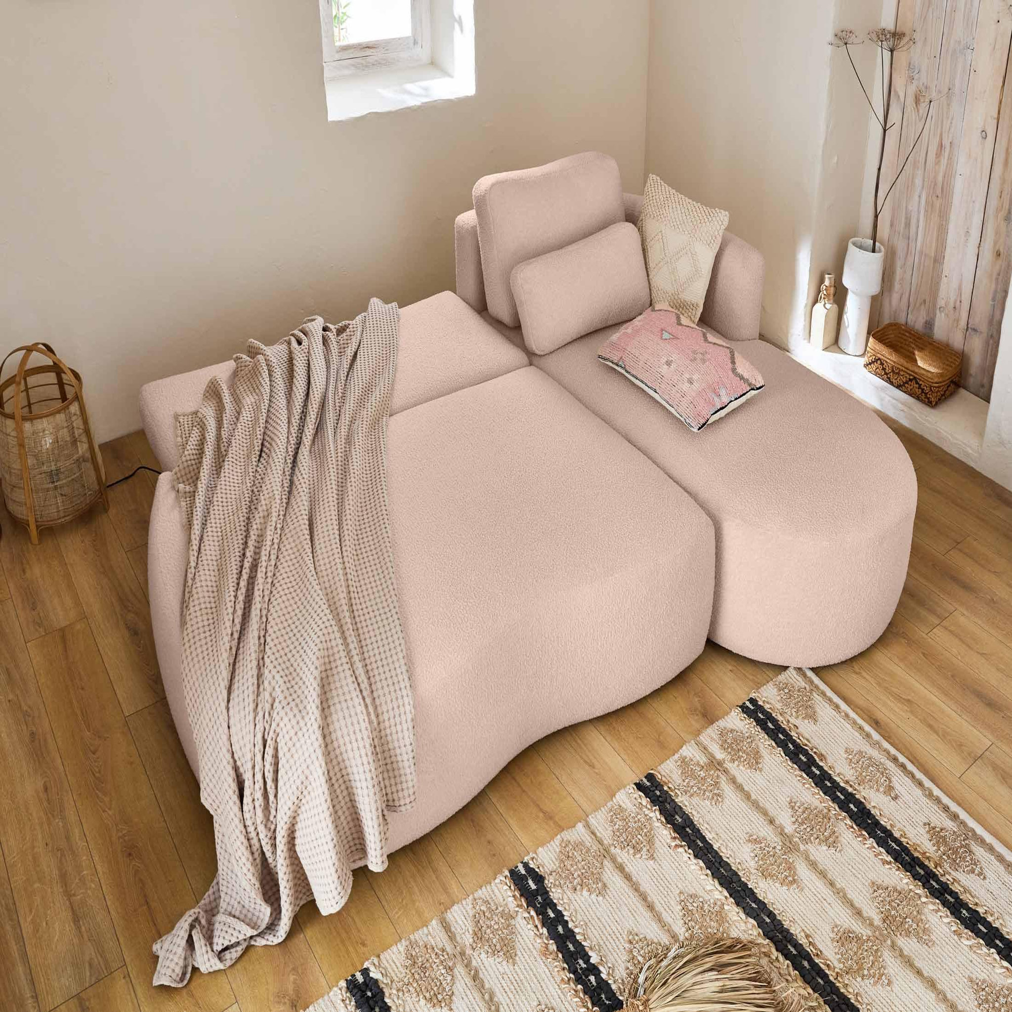 Voir la diapositive 2 : LISA DESIGN Mahina - canapé d'angle droit - 4 places - convertible avec coffre - en tissu bouclette