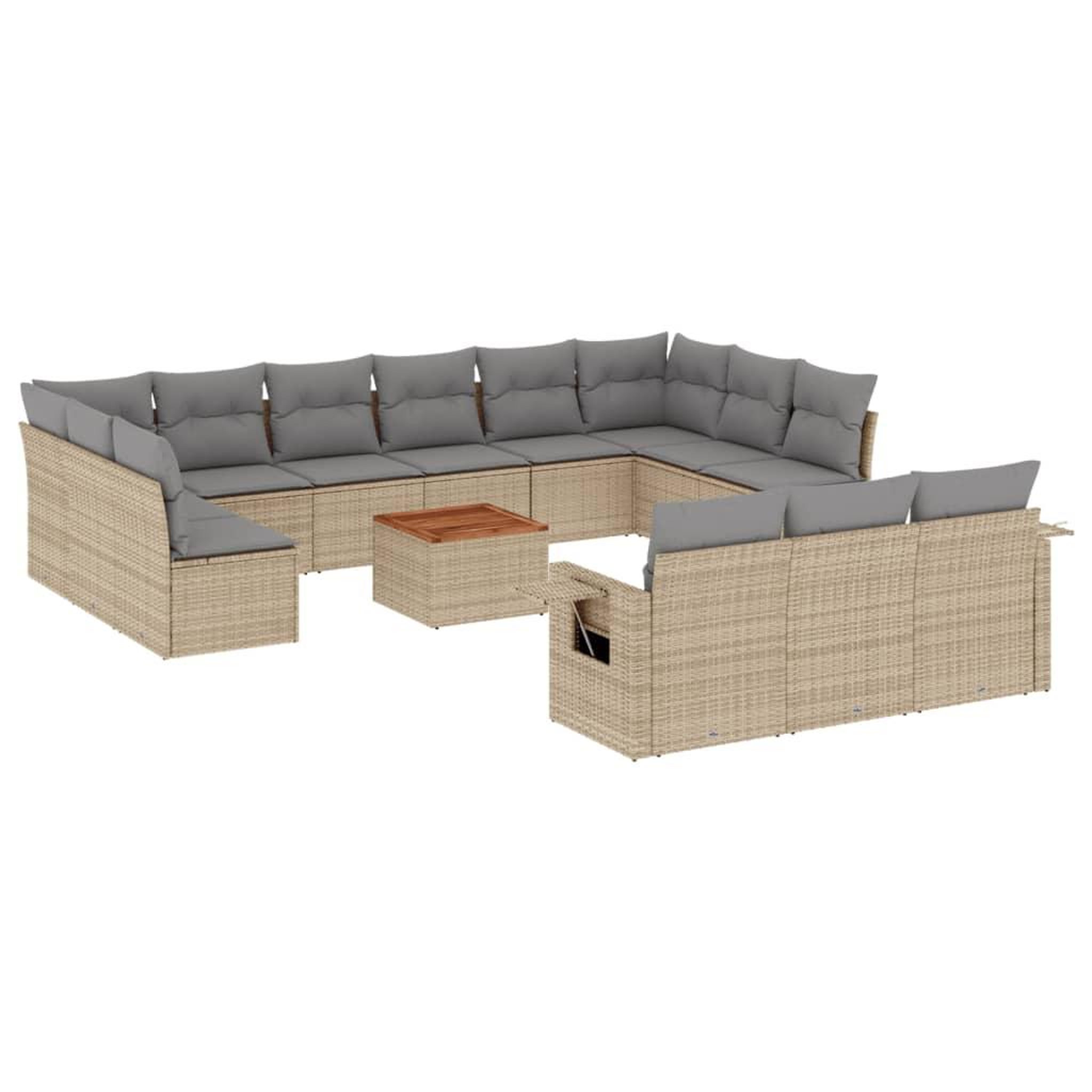 Voir la diapositive 2 : VIDAXL Salon de jardin avec coussins 14 pcs beige resine tressee