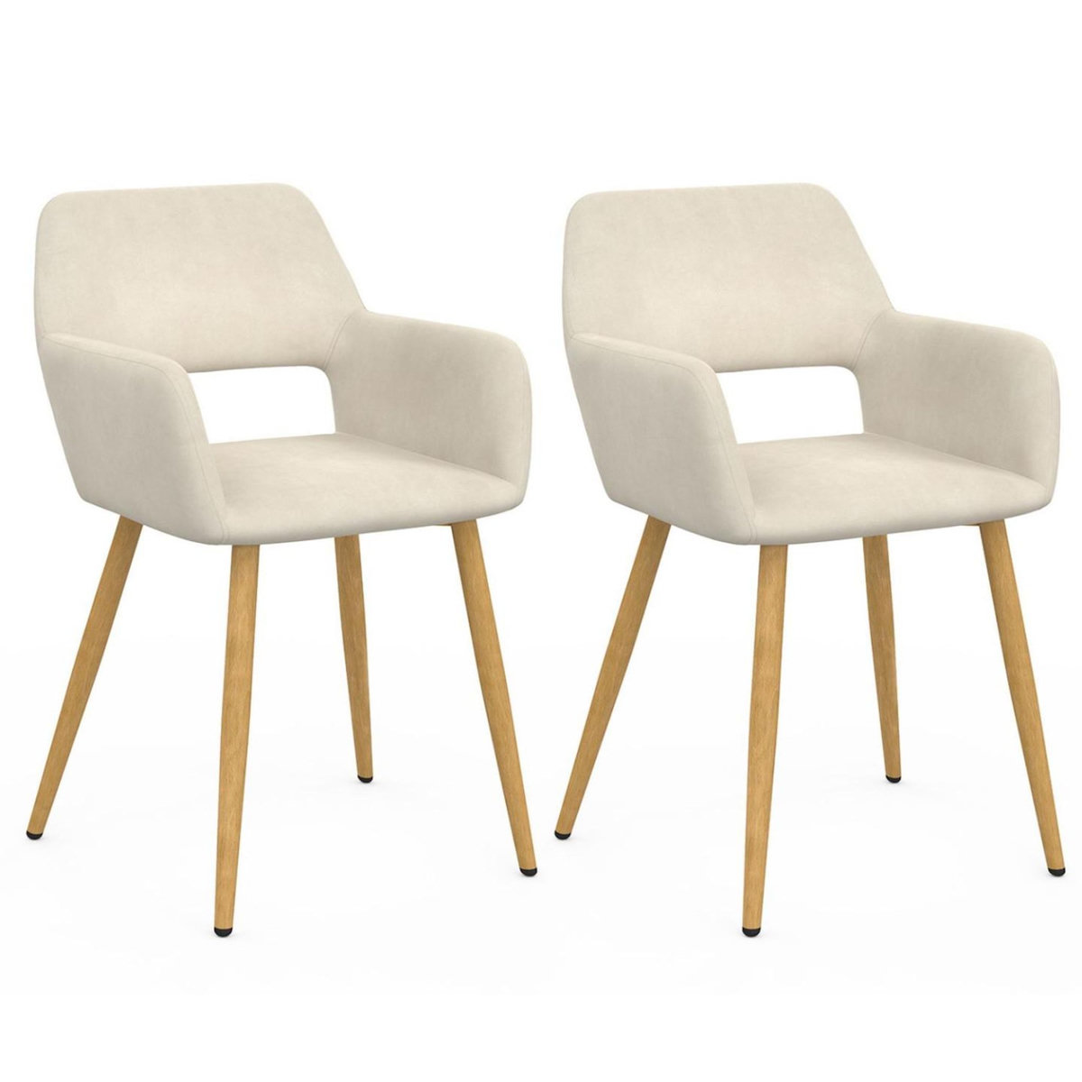 ID MARKET Lot de 2 chaises de salle à manger, fauteuils de table HOLY en velours beige