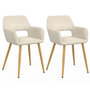 Voir la diapositive 1 : ID MARKET Lot de 2 chaises de salle à manger, fauteuils de table HOLY en velours beige