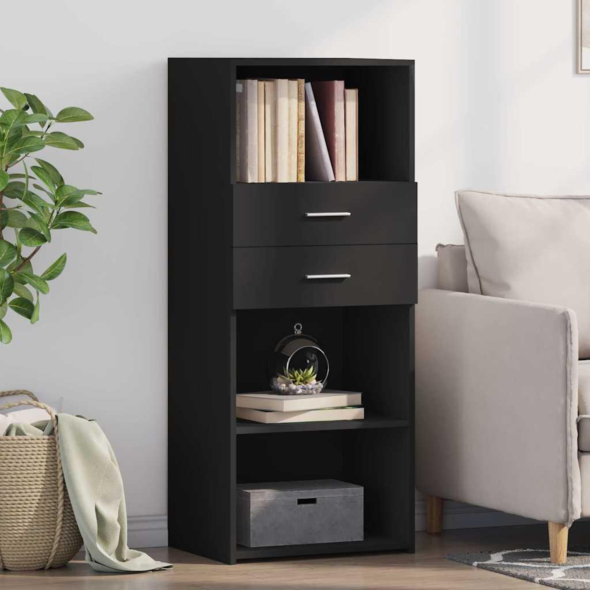VIDAXL Buffet haut noir 50x42,5x124 cm bois d'ingenierie