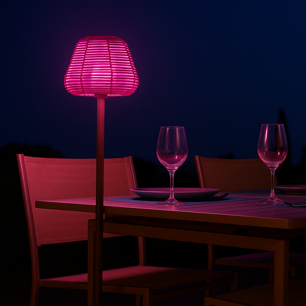 Lumisky Lampadaire nomade MIDY Beige Poly rotin