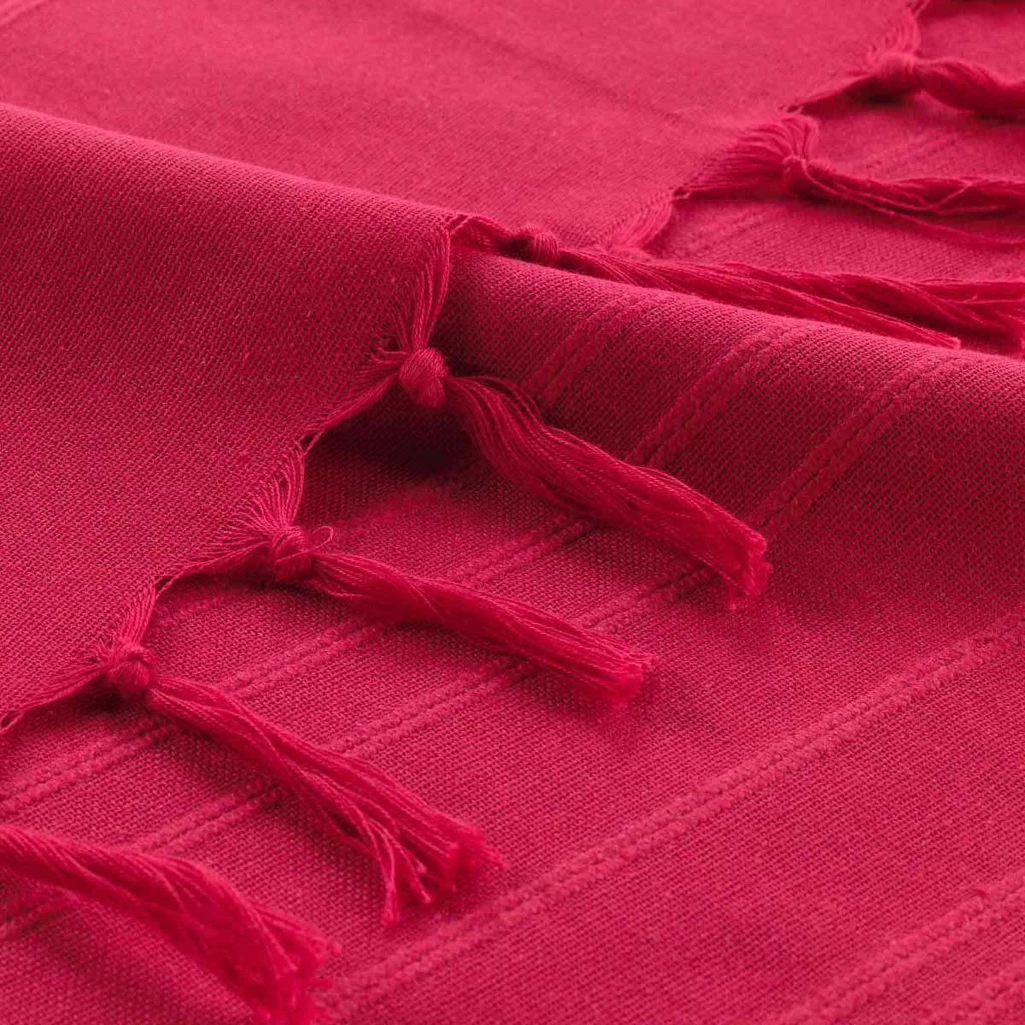 Voir la diapositive 3 : Douceur d'Intérieur Plaid uni à franges  lilia  150x150cm framboise