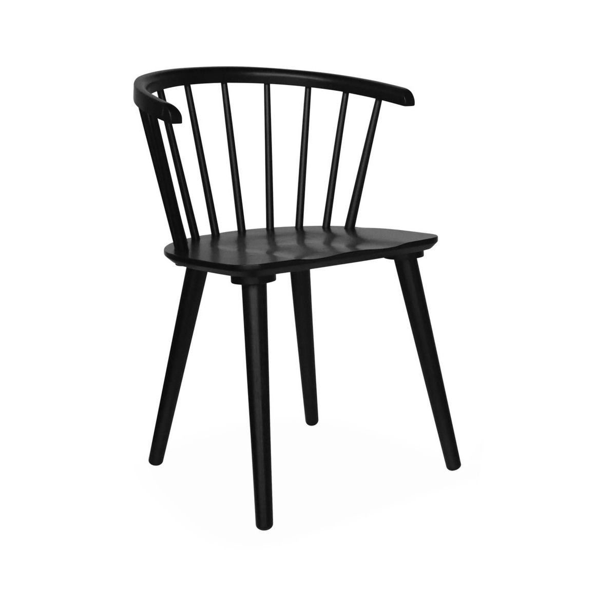 SWEEEK Lot de 4 chaises noires à barreaux en bois et contreplaqué. Paula. L 51 x P 53 x H 75cm