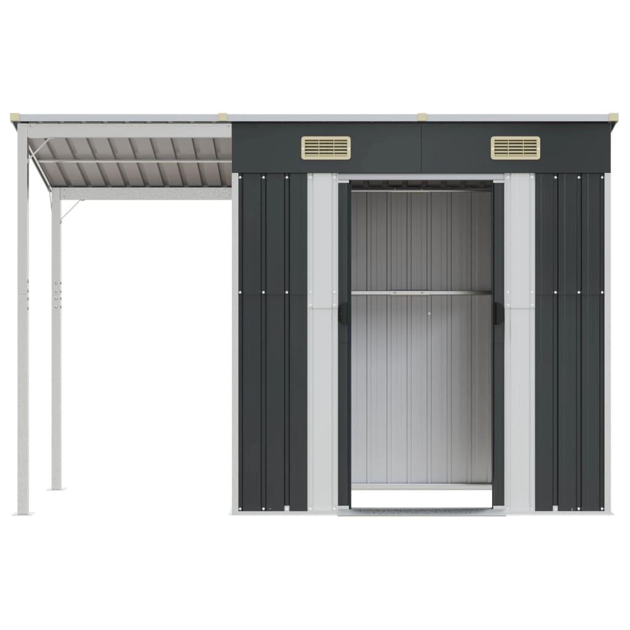 Voir la diapositive 4 : VIDAXL Abri de jardin avec toit prolonge anthracite 277x110,5x181 cm