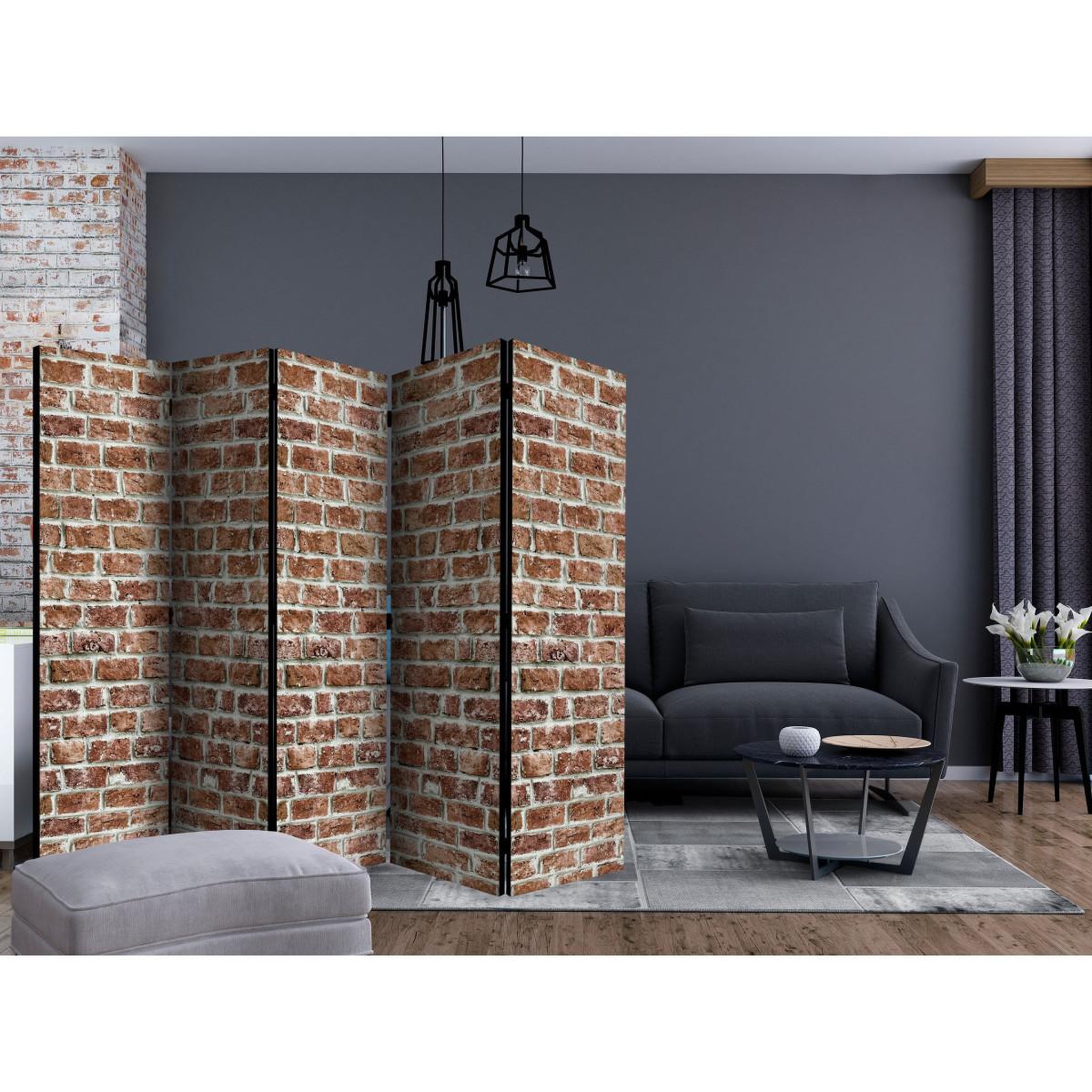 Voir la diapositive 2 : Paris Prix Paravent 5 volets  brick space  172x225cm