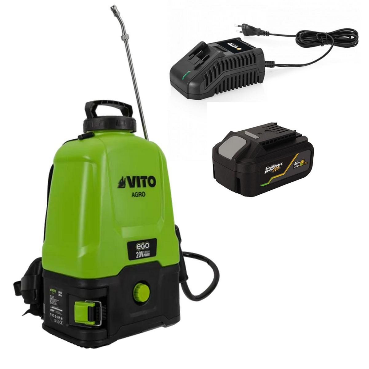VITO Pulvérisateur à Batterie 20V - 16L 5bar + Batterie Lithium 4Ah + Chargeur Végetaux jardin toitures VITO