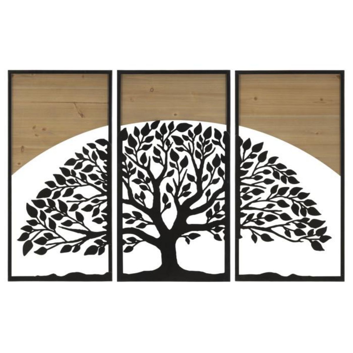 Paris Prix Lot de 3 Décorations Murales Encadrées  Arc  105cm Noir & Naturel