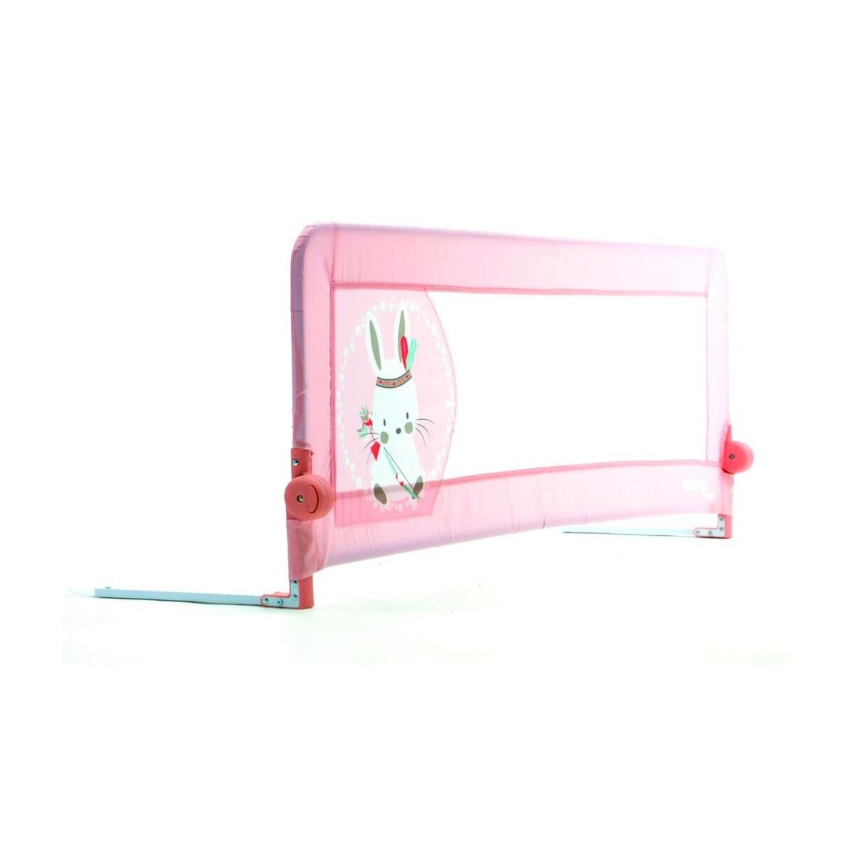 Asalvo Barrière de lit 2 en 1 rose avec motif de lapin - Sécurité et confort pour enfants