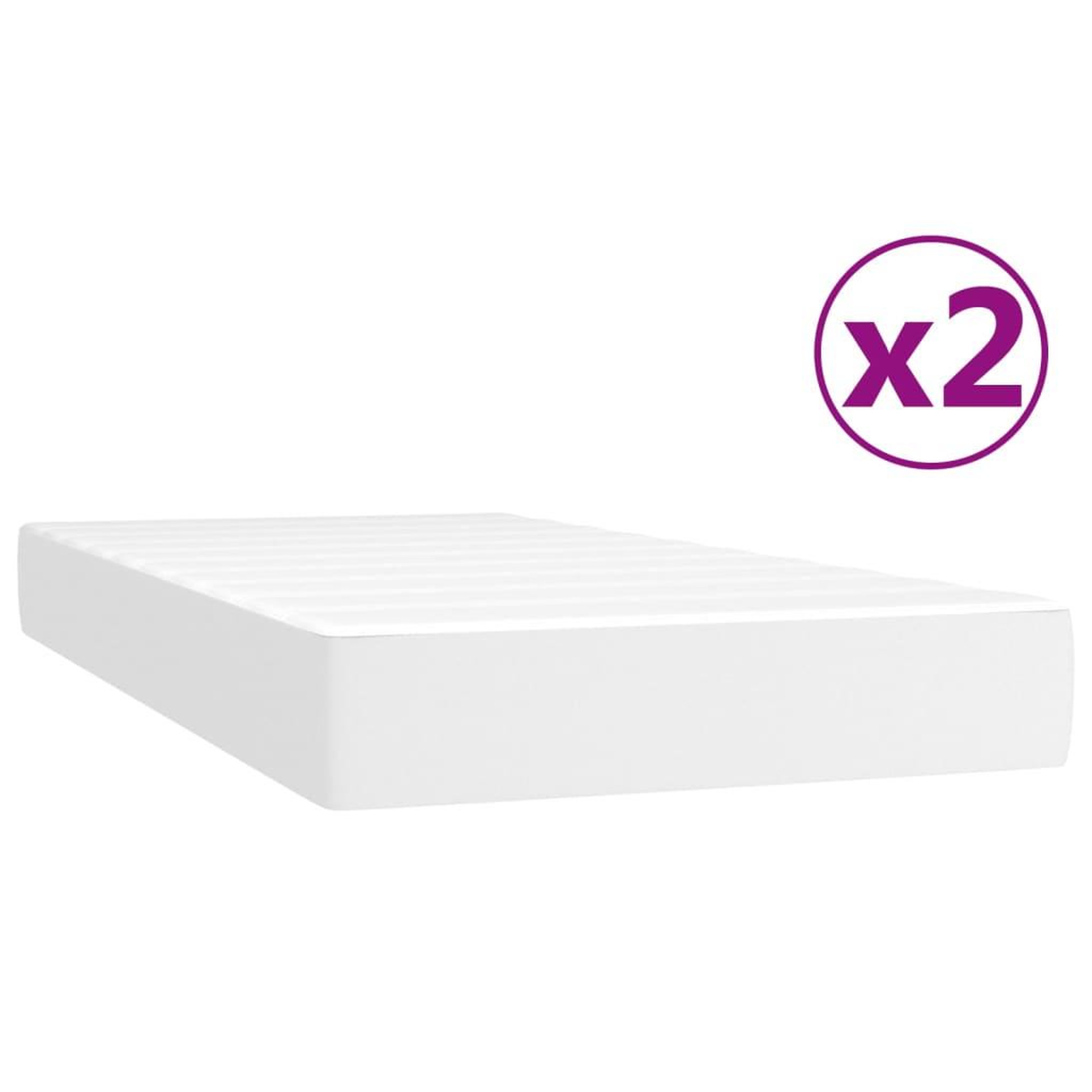 Voir la diapositive 5 : VIDAXL Sommier a lattes de lit avec matelas Blanc 200x200cm Similicuir