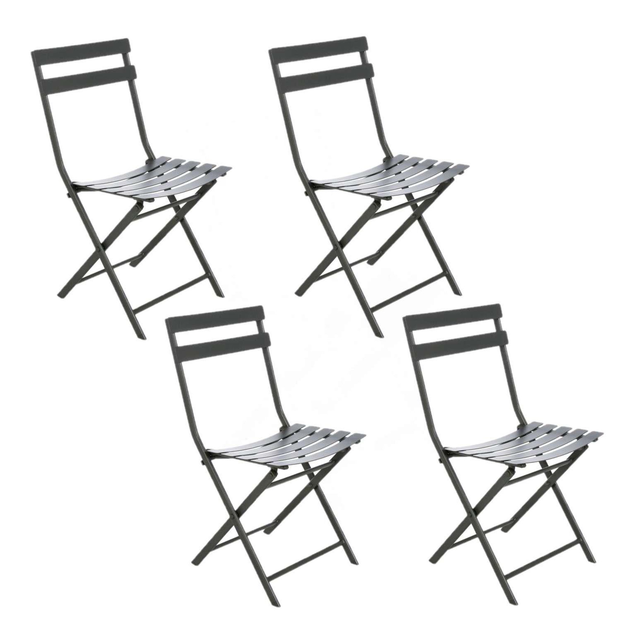 Voir la diapositive 1 : TOILINUX Lot de 4 Chaises pliantes en métal Greensboro