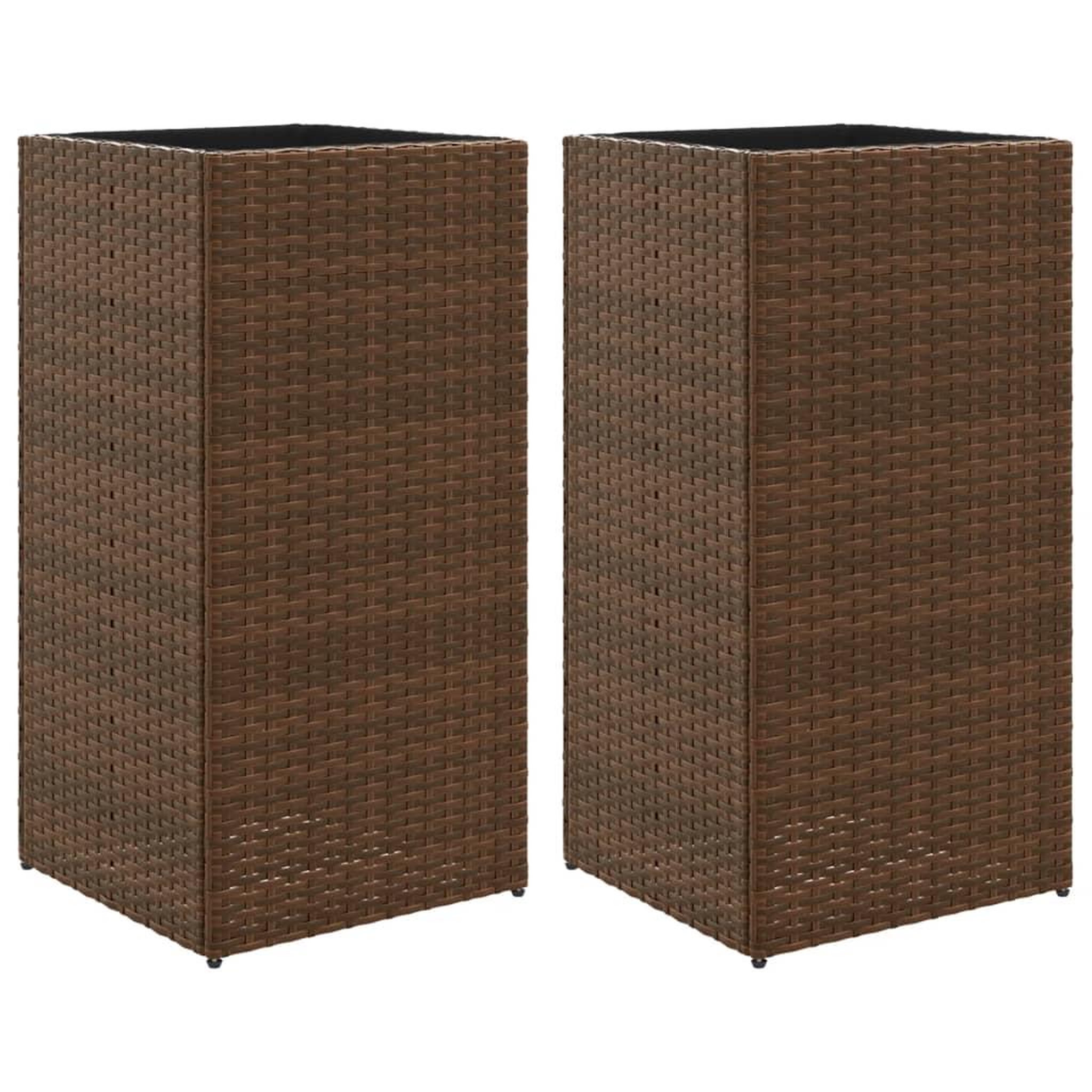 Voir la diapositive 2 : VIDAXL Jardinieres 2 pcs marron 40x40x80 cm resine tressee