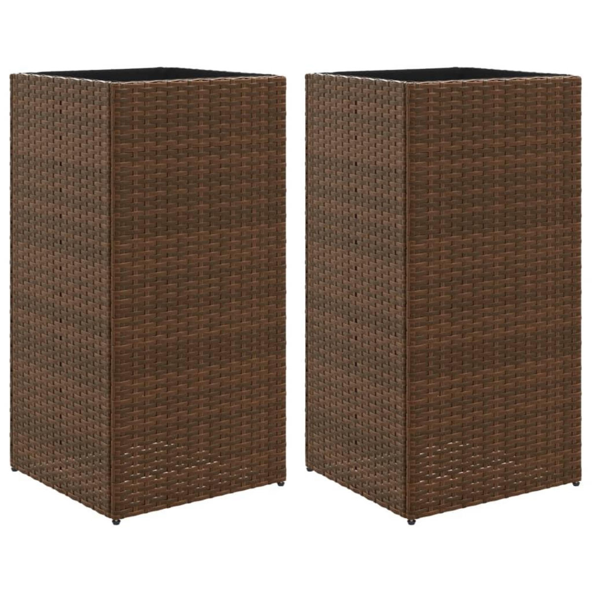 VIDAXL Jardinieres 2 pcs marron 40x40x80 cm resine tressee