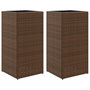 Voir la diapositive 2 : VIDAXL Jardinieres 2 pcs marron 40x40x80 cm resine tressee