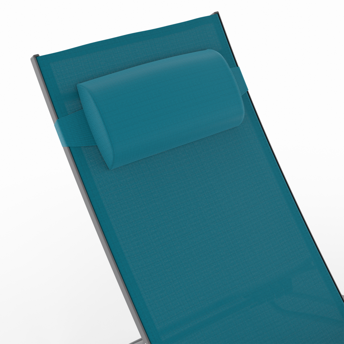 ID MARKET Lot de 2 transats de jardin inclinables en acier HAVANE toile bleu canard avec coussin