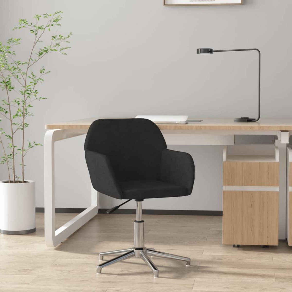 VIDAXL Chaise pivotante de bureau Noir Tissu