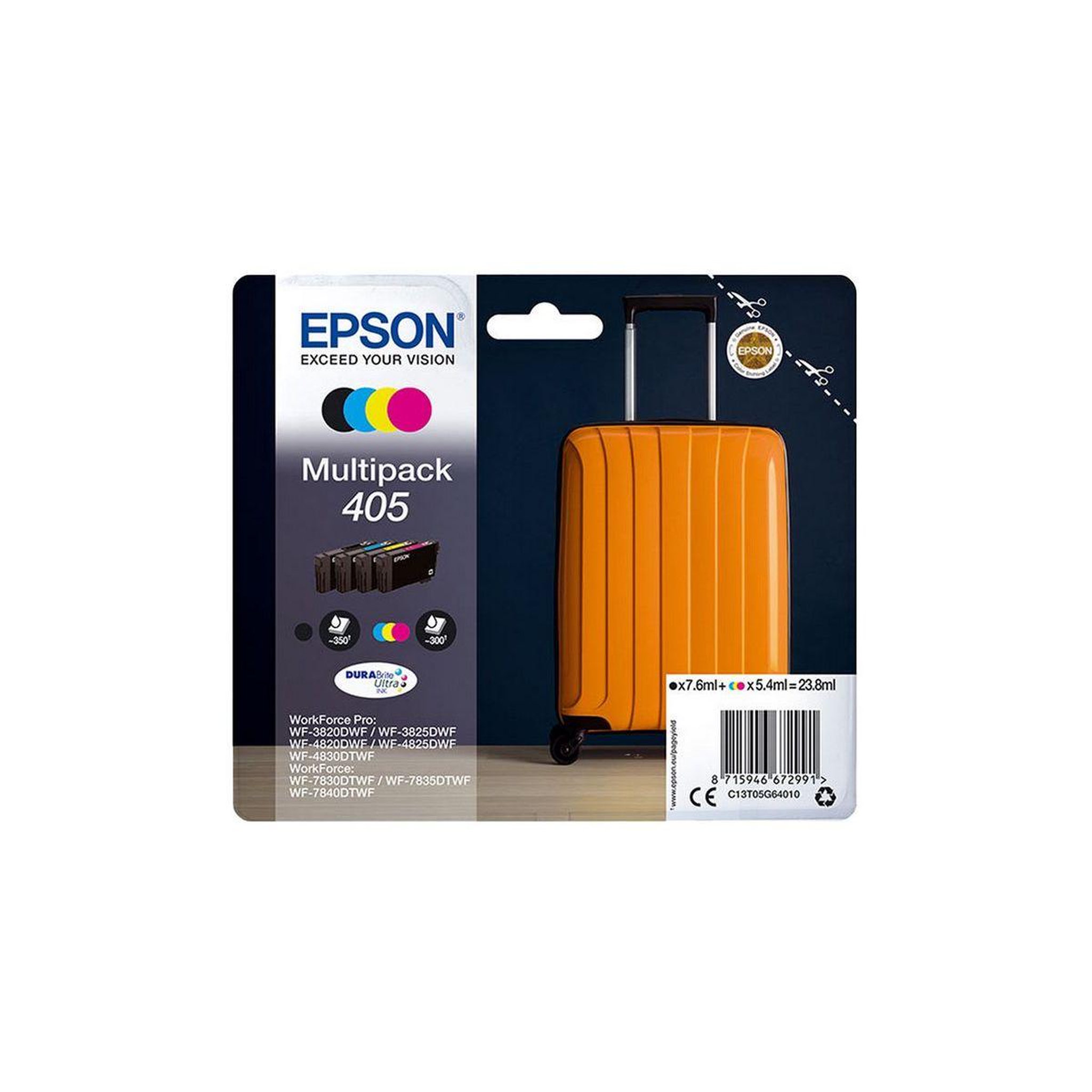 Epson Cartouche d'encre pack multipack 4 originales 405 (noir + 3 couleurs) - c13t05b64010