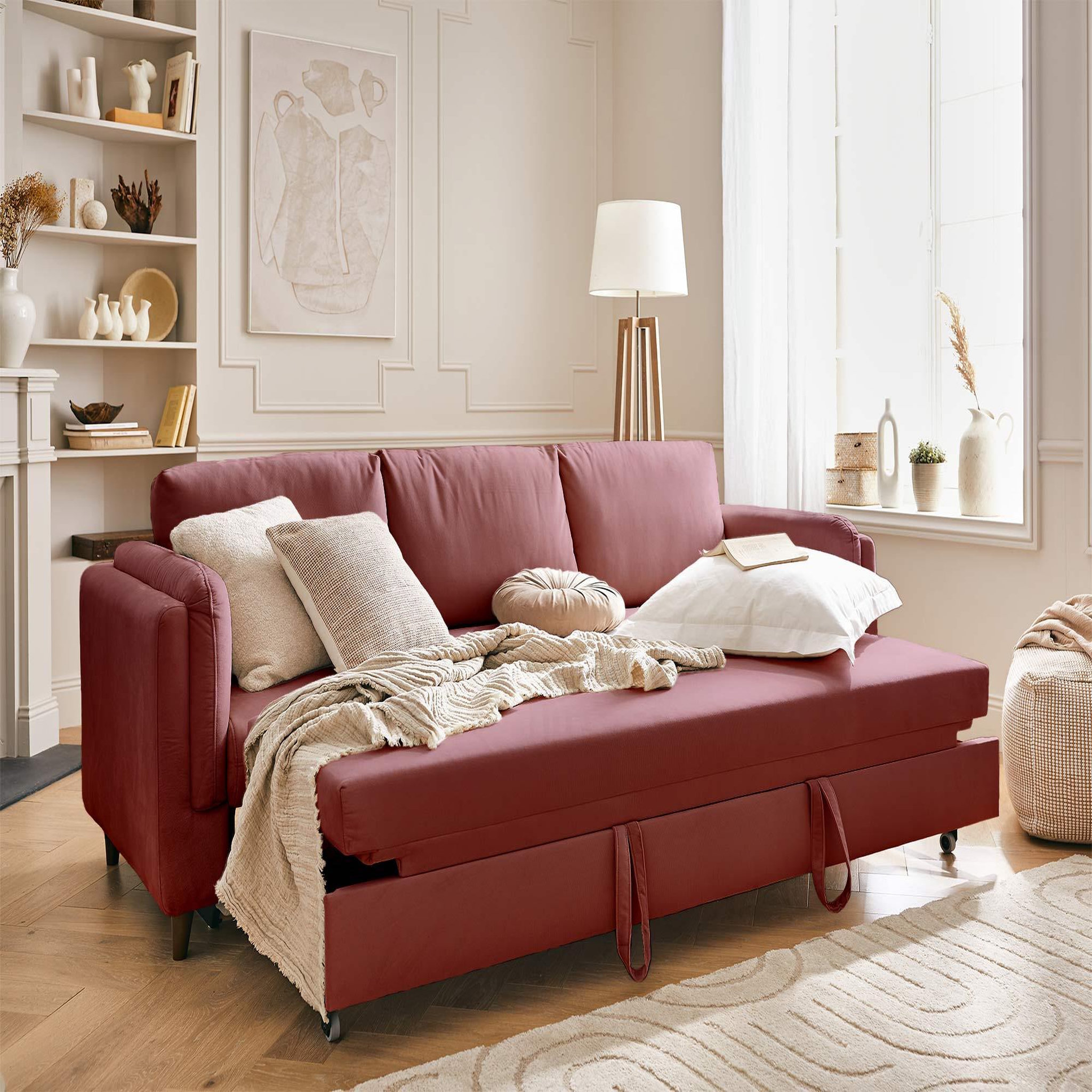 Voir la diapositive 2 : BEST MOBILIER Brooke - canapé 3 places - convertible - en velours