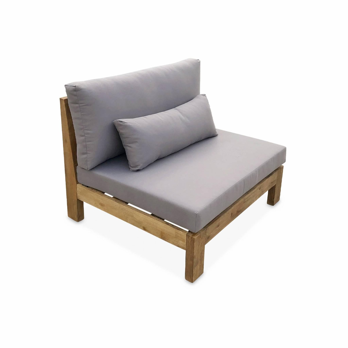 SWEEEK Salon de jardin XXL en bois brossé, effet blanchi – BAHIA – 5 places