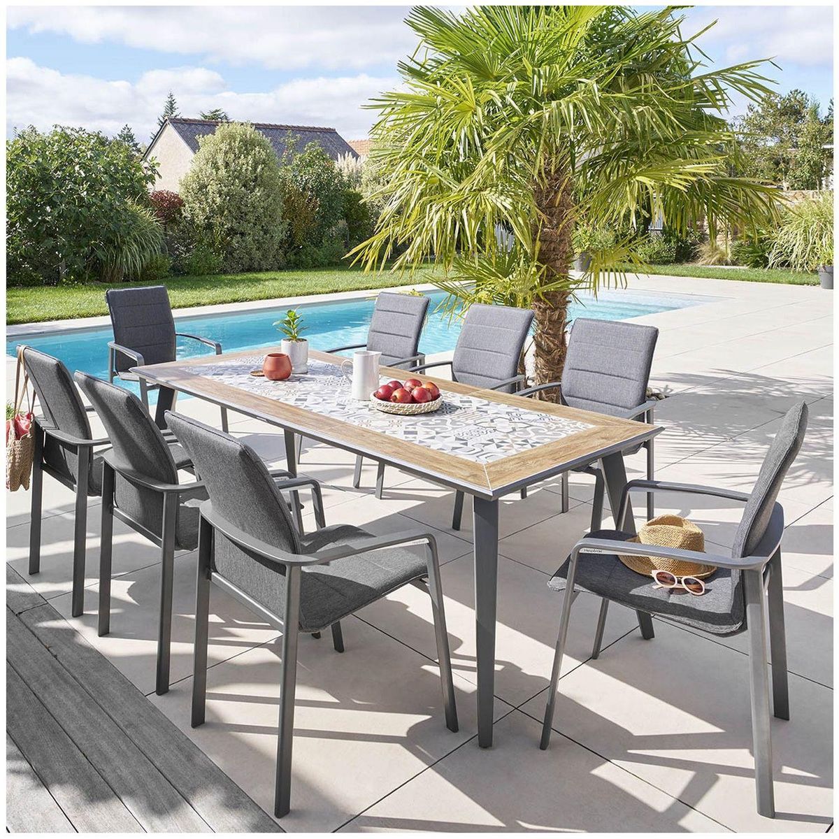 HESPERIDE Table de jardin fixe Lambada en acier - 8 Places