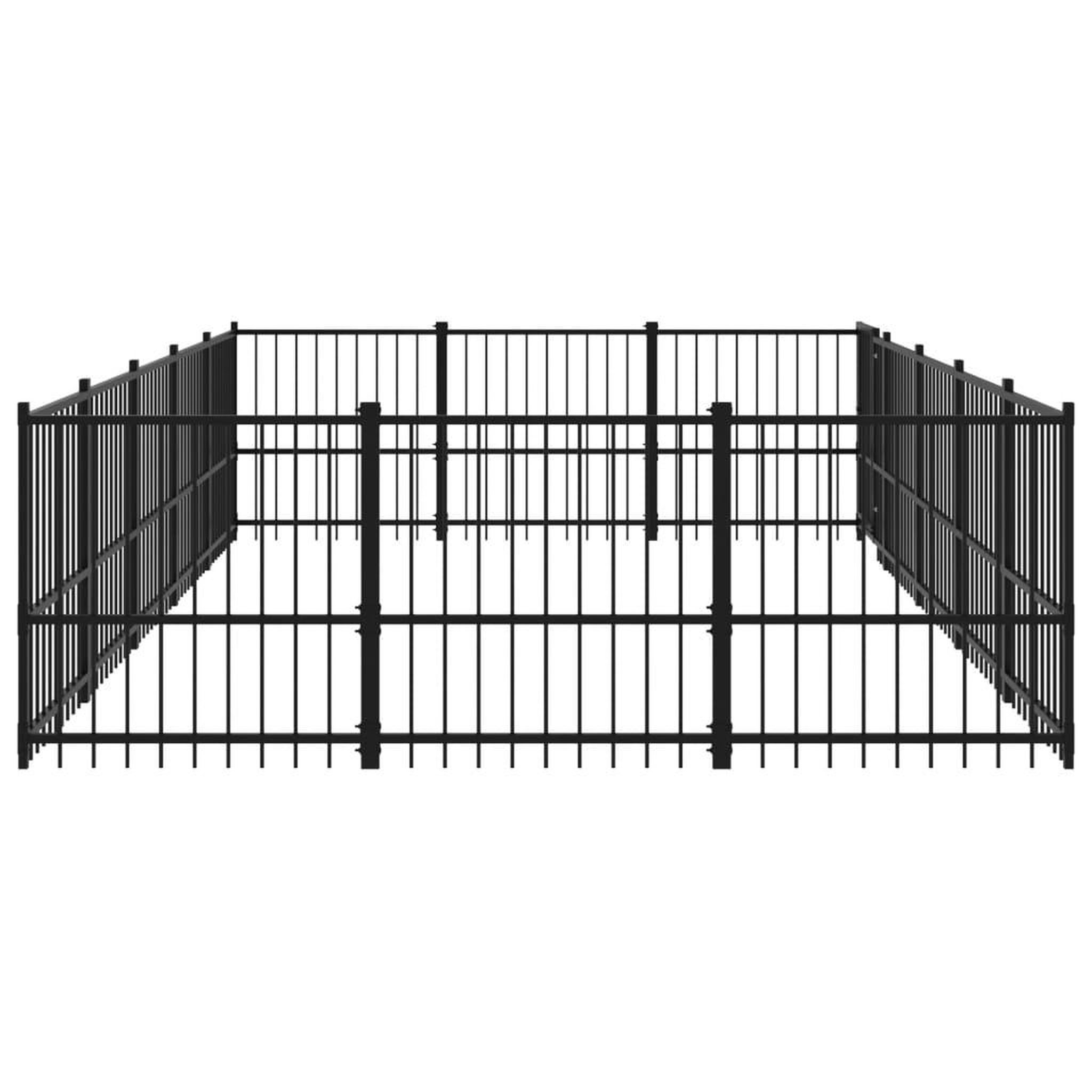 Voir la diapositive 4 : VIDAXL Chenil d'exterieur pour chiens Acier 14,11 m²