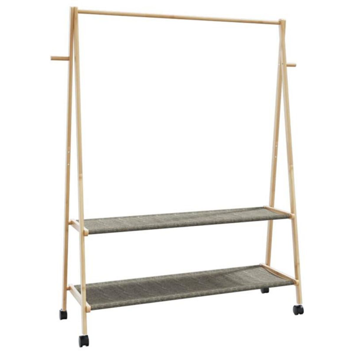 VIDAXL Porte vêtements et étagères roulettes 132x45,5x155,5cm bambou