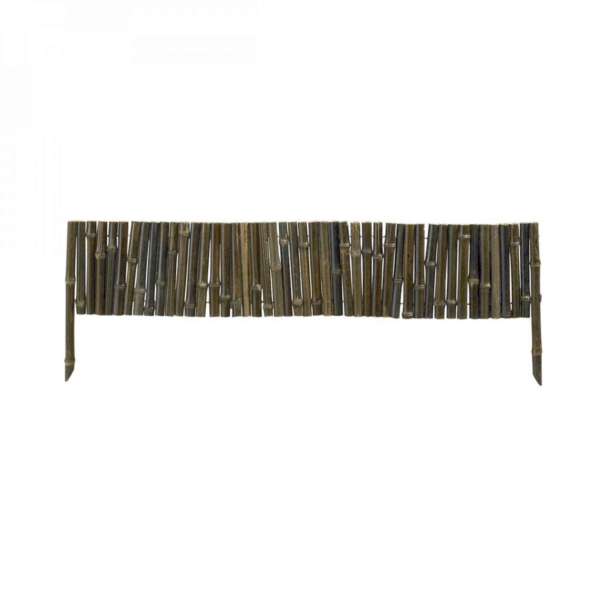 Voir la diapositive 2 : LINXOR Bordure à planter, clôture de jardin flexible en bambou - 100 x 20 cm - Bois foncé