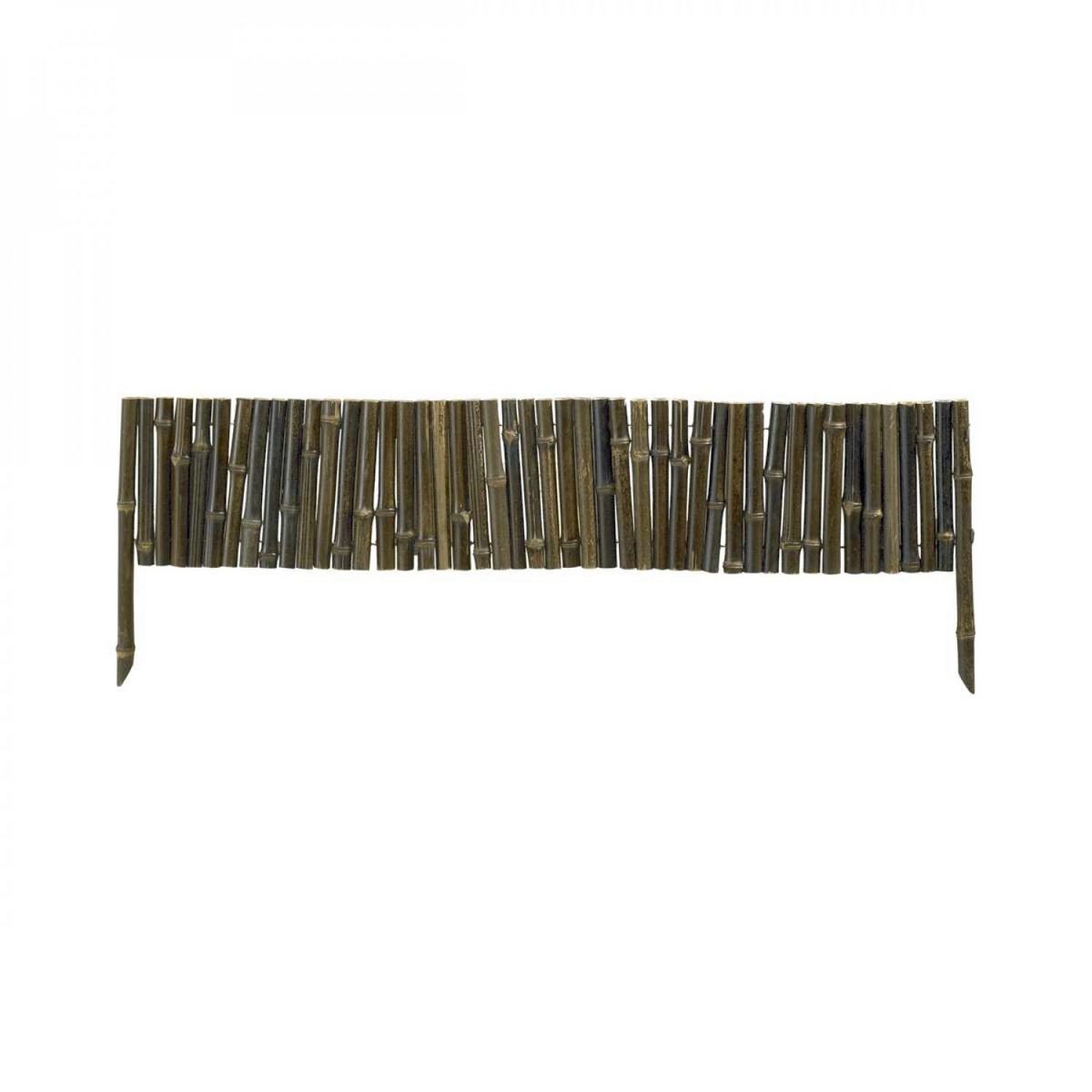 LINXOR Bordure à planter, clôture de jardin flexible en bambou - 100 x 20 cm - Bois foncé