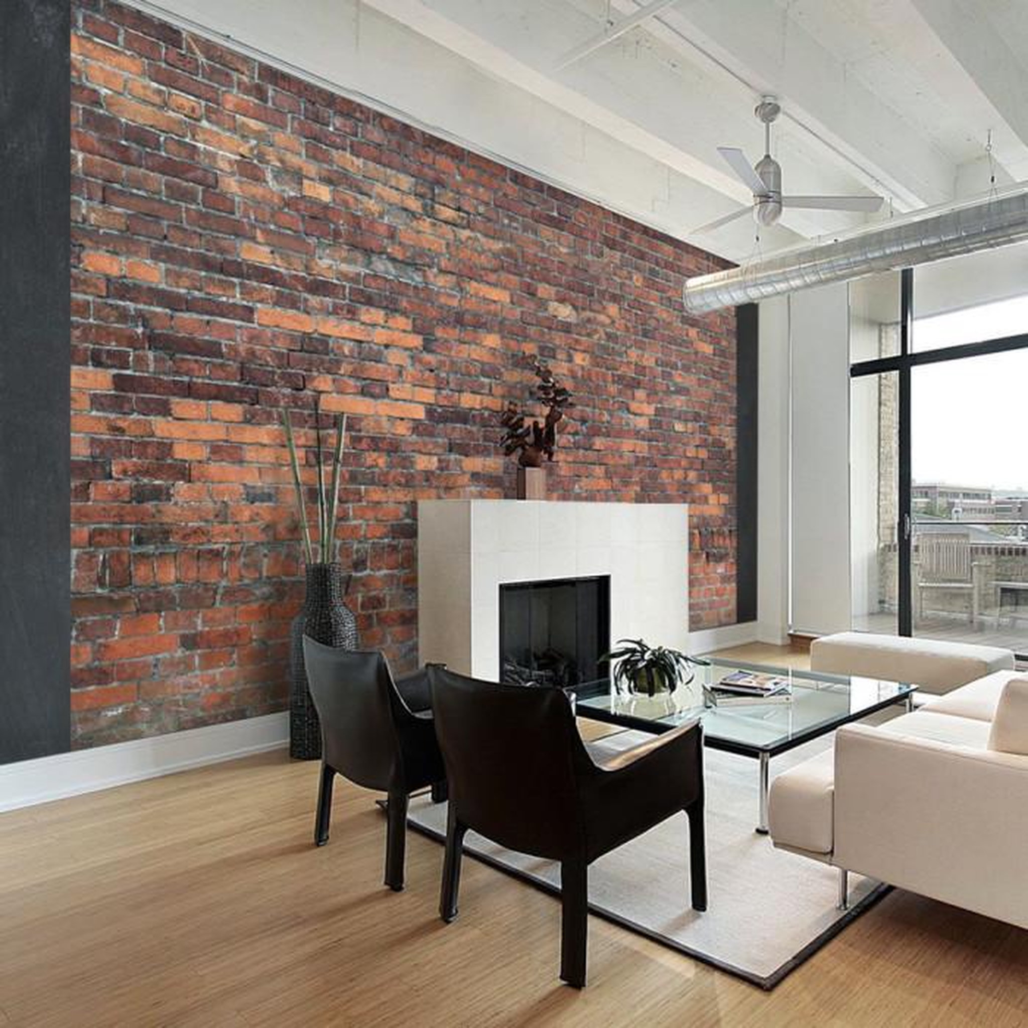 Paris Prix Papier Peint  Vintage Wall Red Brick. Coloris disponibles : Multicolore