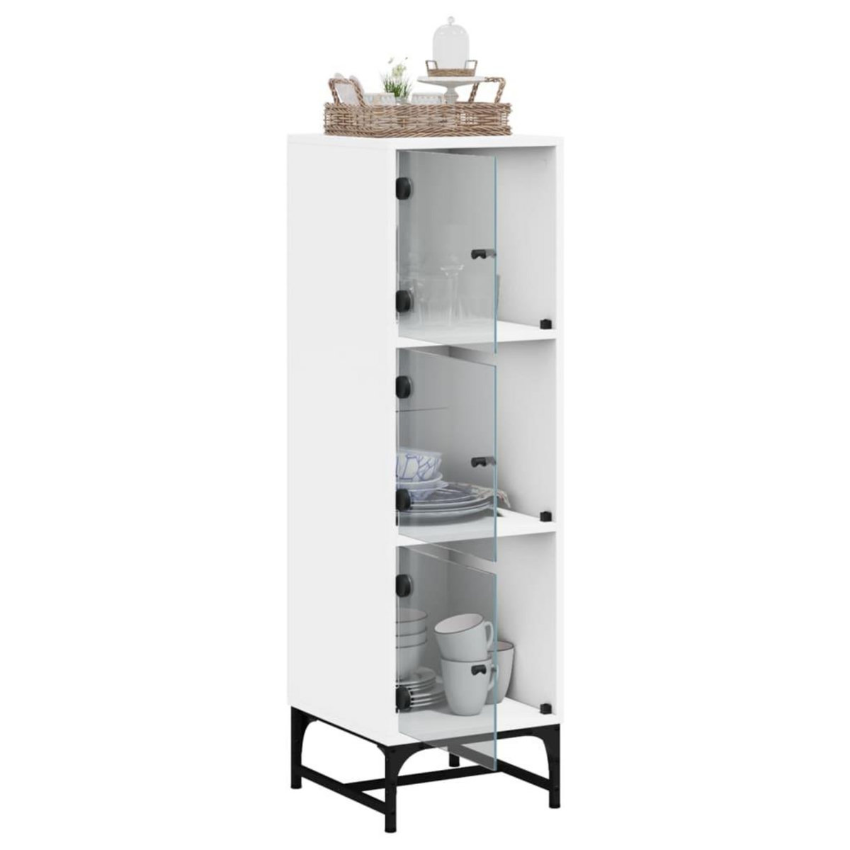 VIDAXL Buffet avec portes en verre blanc 35x37x120 cm