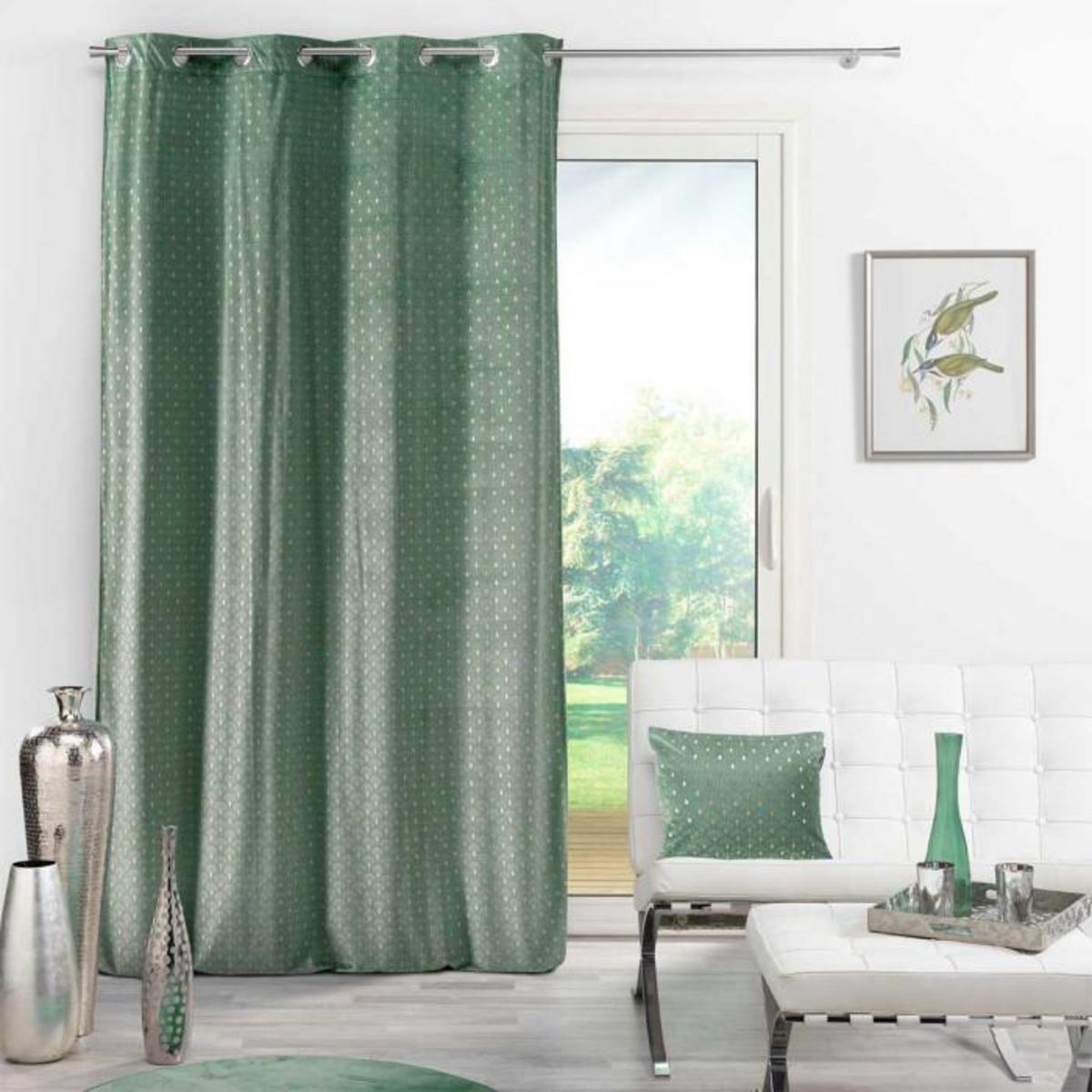 Paris Prix Rideau à Œillets Imprimé  Bellagold  140x240cm Kaki