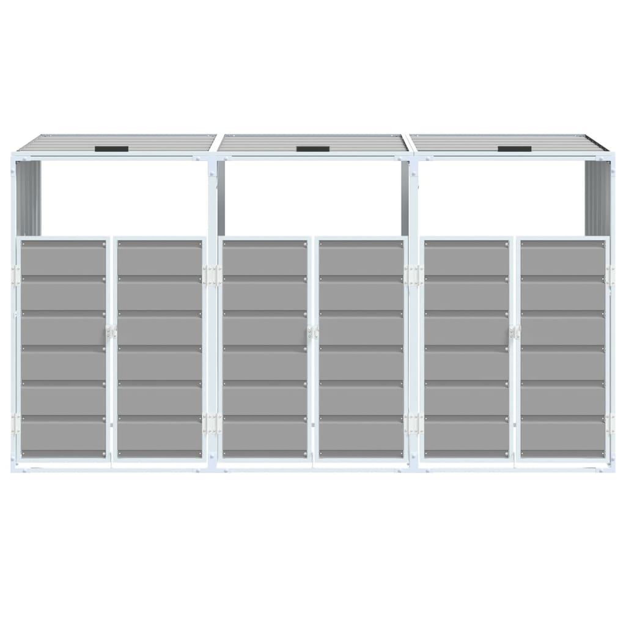 Voir la diapositive 5 : VIDAXL Rangement a roulettes pour poubelles pour trois bacs gris acier