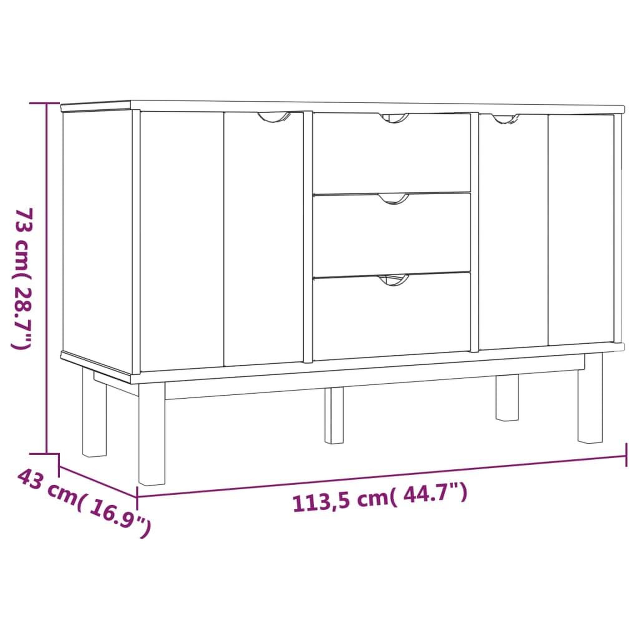 Voir la diapositive 6 : VIDAXL Buffet OTTA 113,5x43x73 cm Bois massif de pin