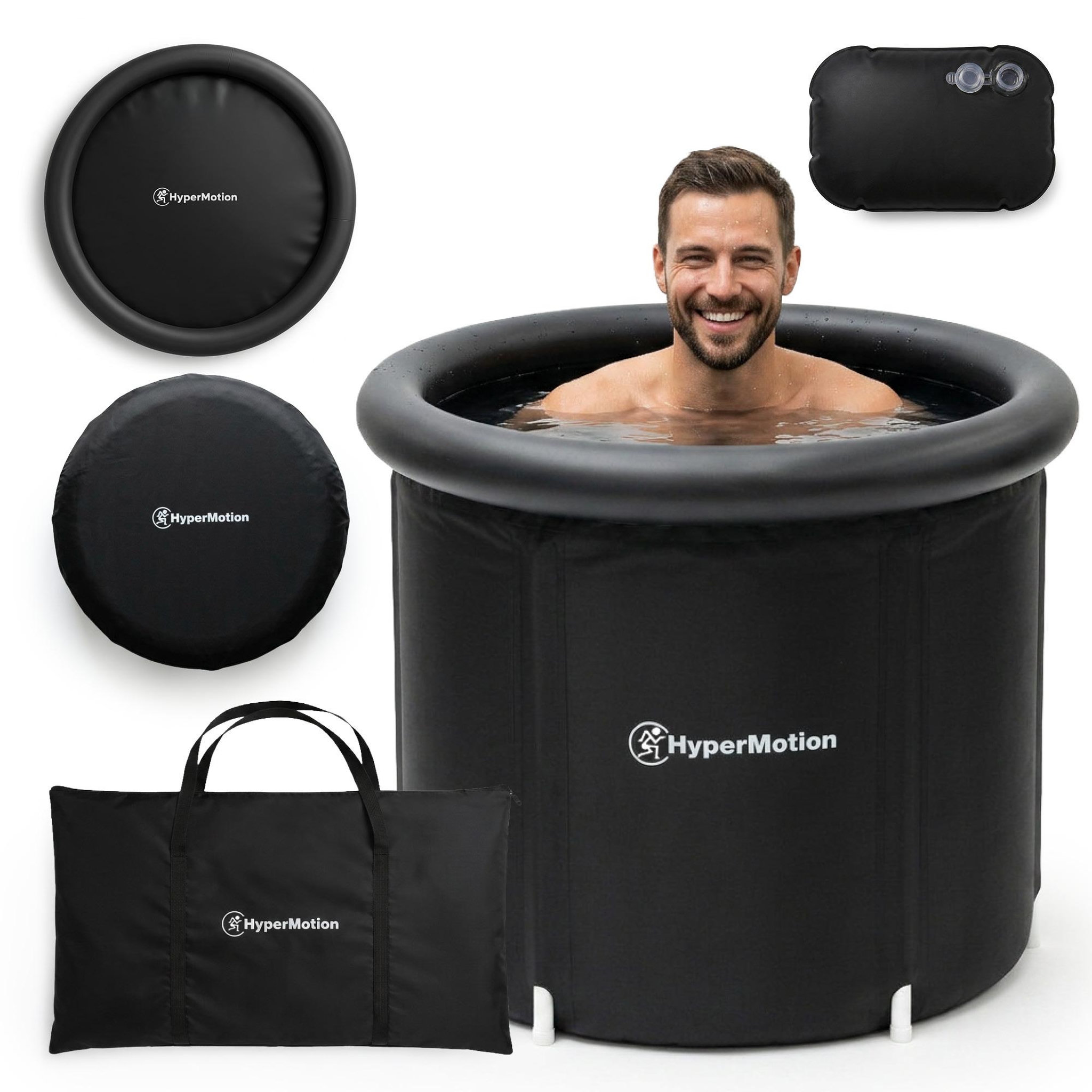 HYPERMOTION Bain de Glace Pliable pour Récupération Nylon et PVC 330 L Dim ø75x75cm Noir