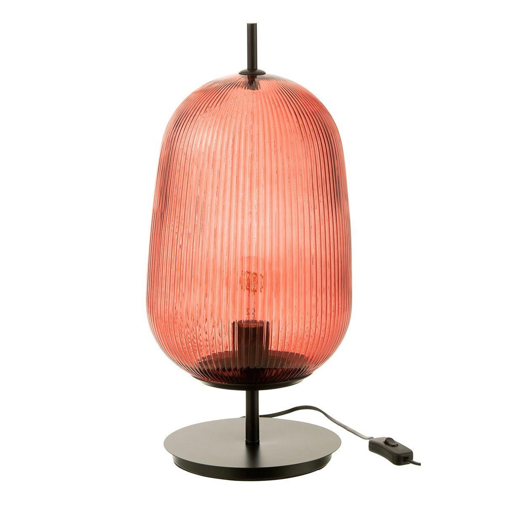 Voir la diapositive 1 : J-LINE Lampe à poser en verre  oasis ii  42cm rouge