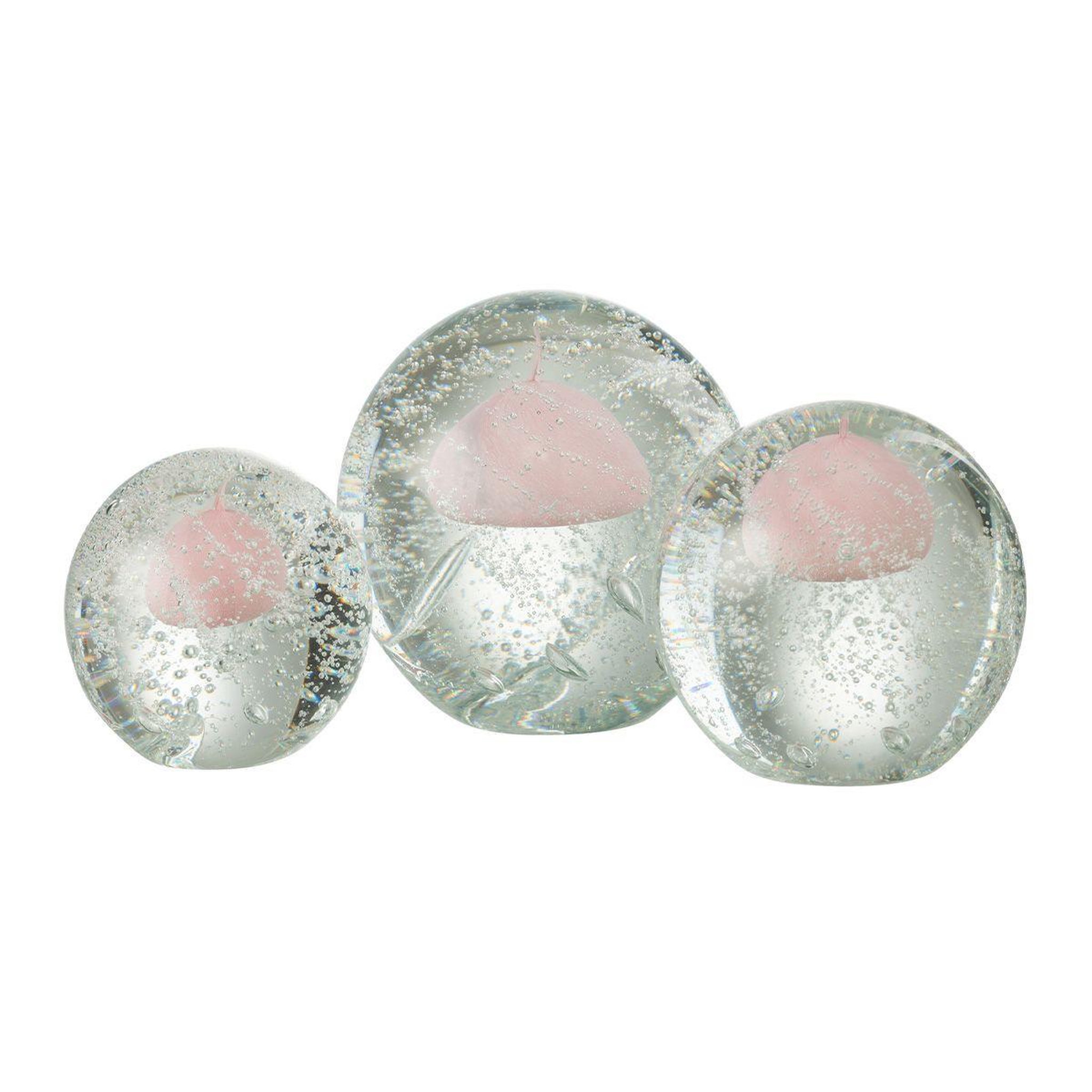 Voir la diapositive 2 : J-LINE Presse-papier en verre  bulle  11cm rose